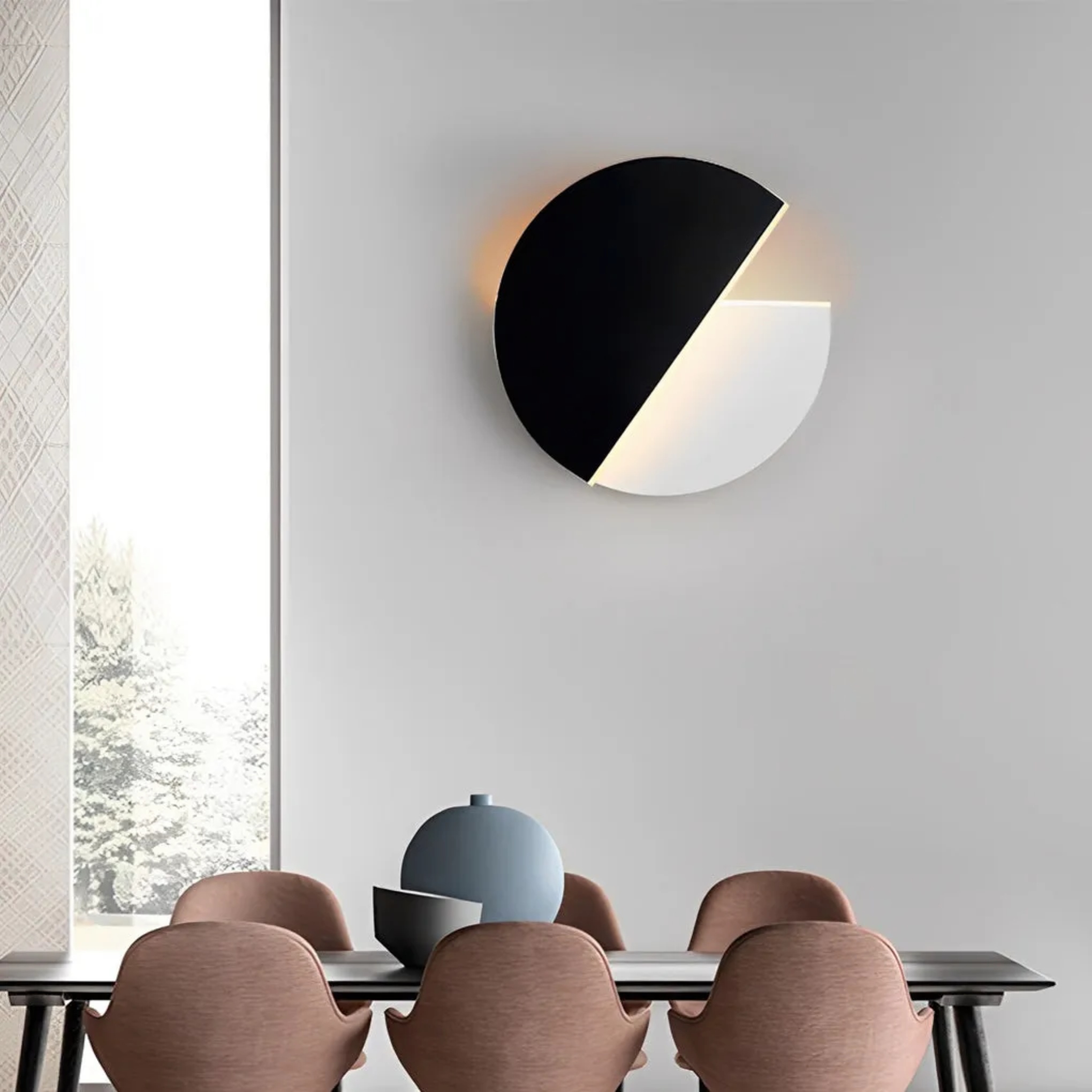 Black synthetic acrylic circular degree wall sconces - modern