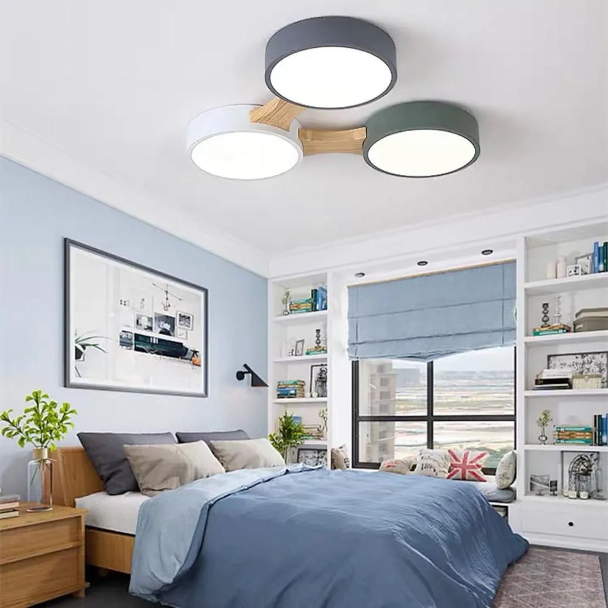 Lighom industrial 5-light circular synthetic flush mount lighting — 3-Light