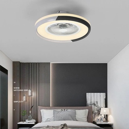 Gray synthetic bladeless circular kids ceiling fans