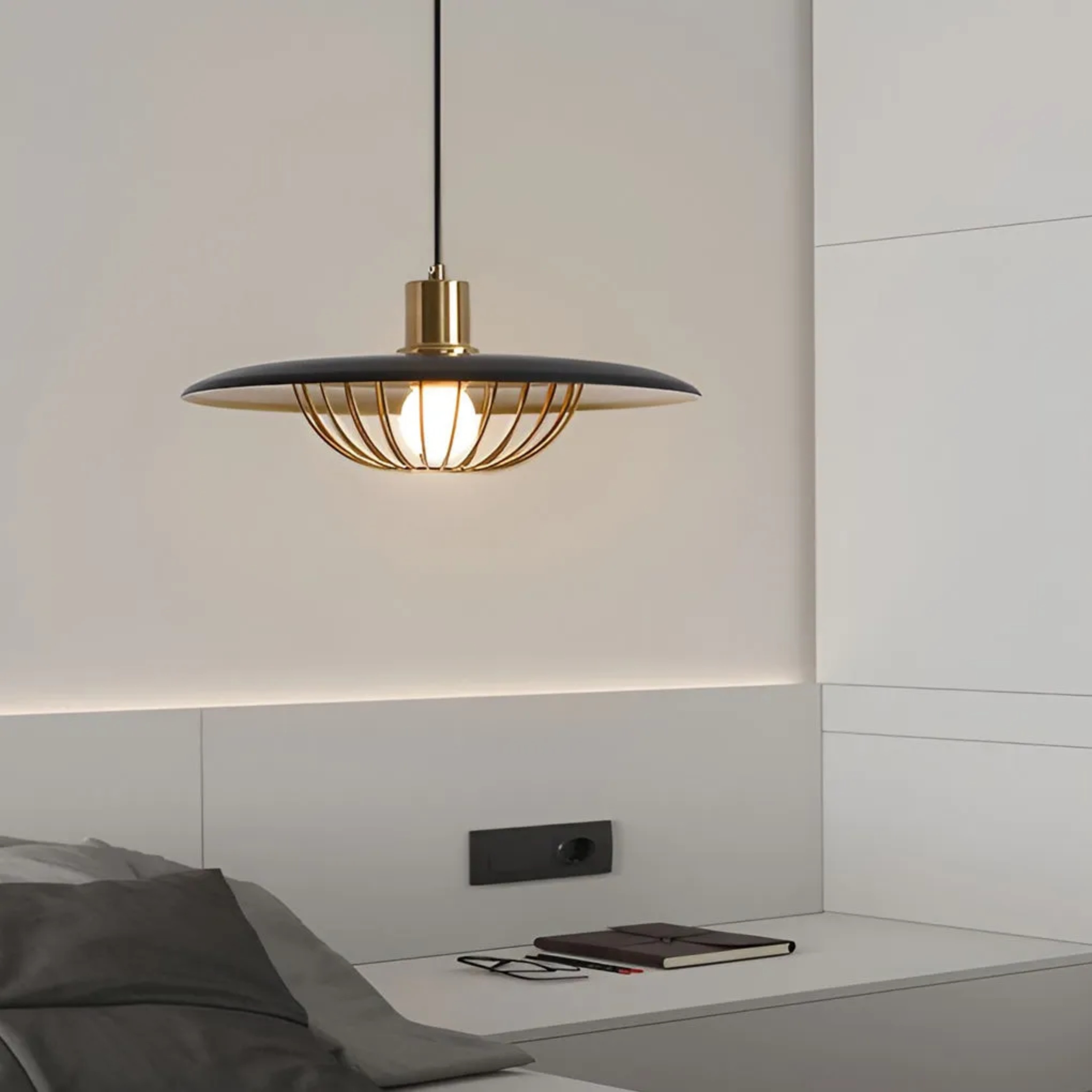 Lighom modern circular black pendant lighting — 14" Diameter / Matte Black