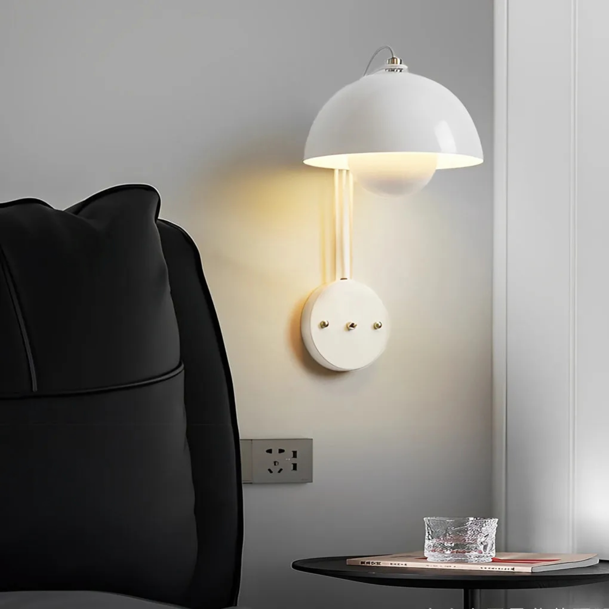 Modern circular round red wall sconces in metal — Dark Red