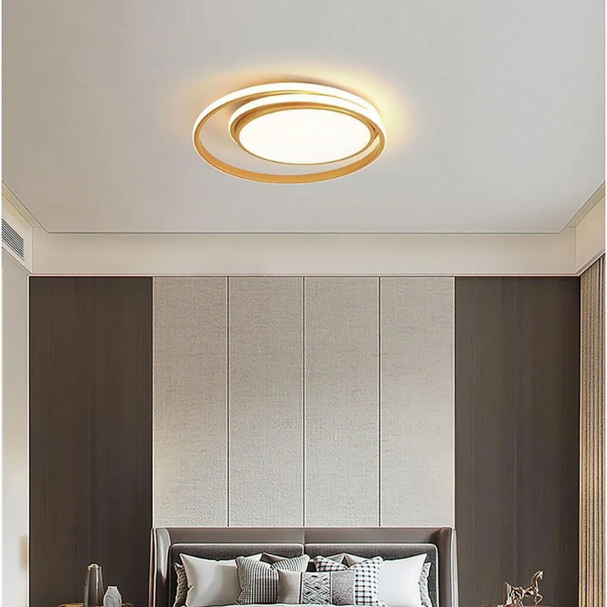Modern circular white acrylic flush mount lighting — Warm White (3000K)