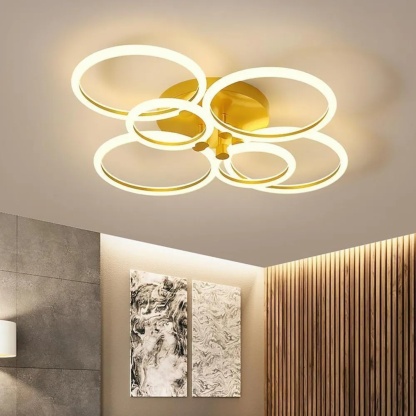 Modern circular ring synthetic semi-flush mount light — Warm White (3000K) / 2-Light
