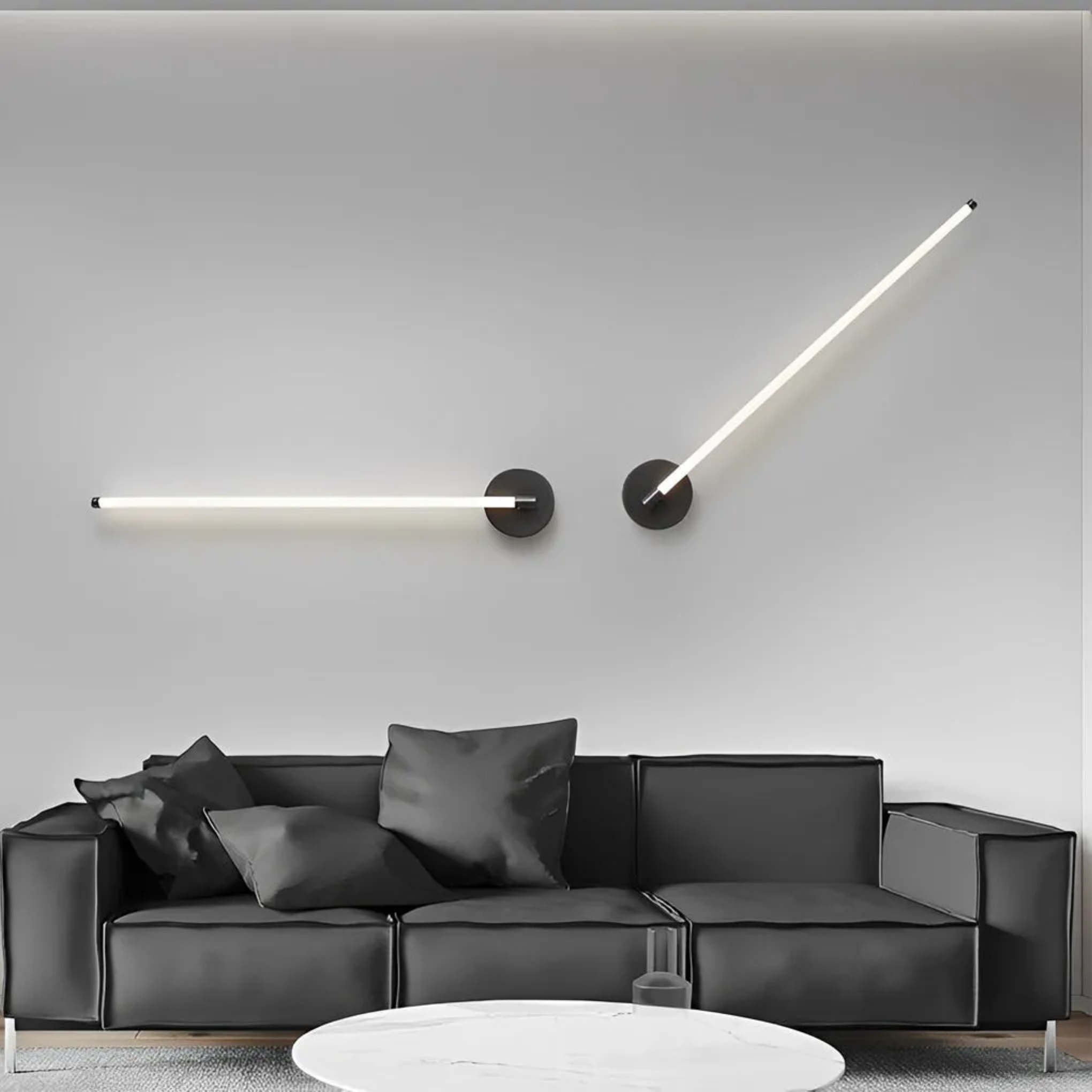 Modern strip circular led wall lights in synthetic — 16" L / Brushed Gold