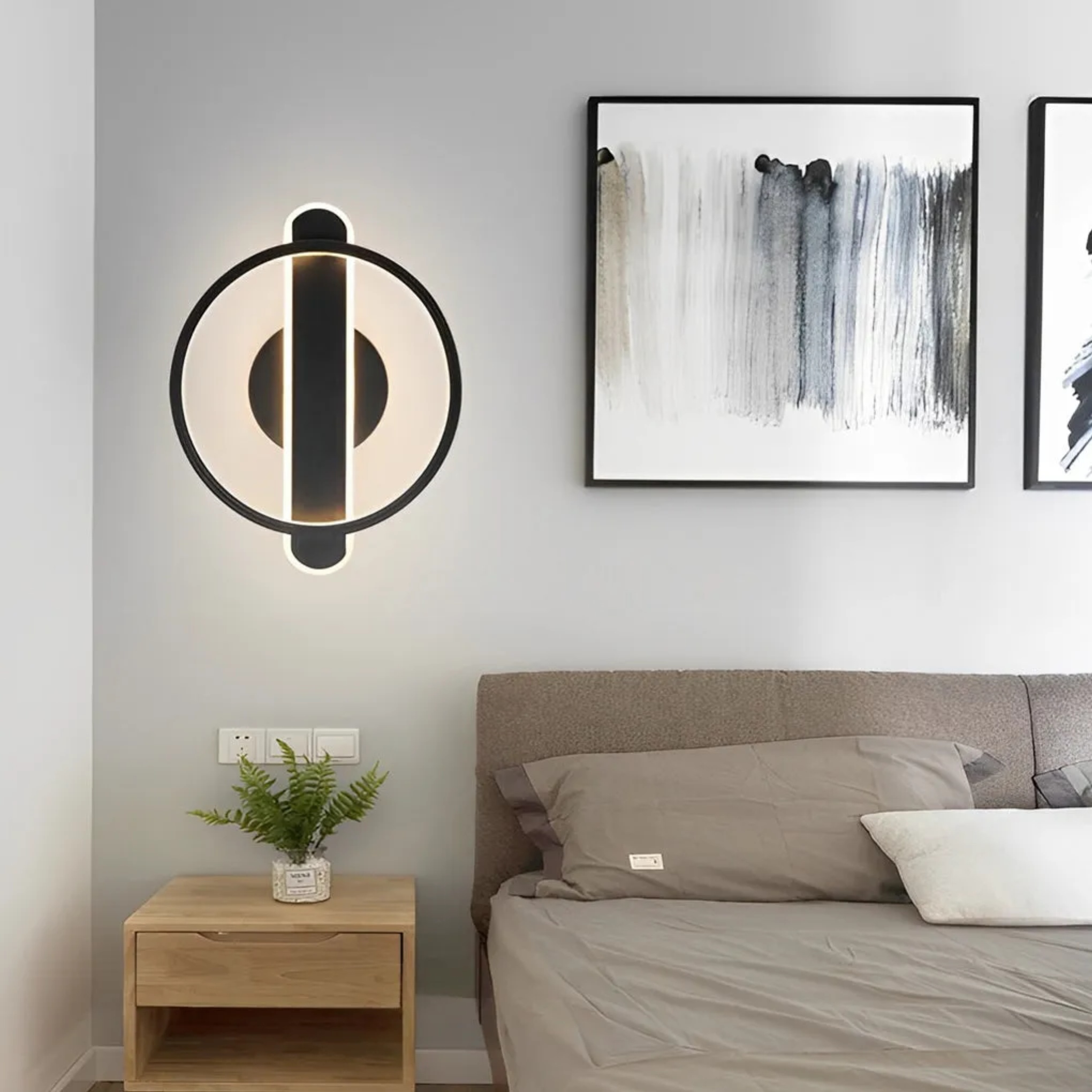 Lighom strip circular synthetic wall sconces for dining room — Warm White (3000K) / Matte Black