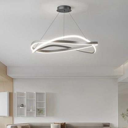Modern ring circular synthetic chandeliers — 22" Diameter / Matte Black