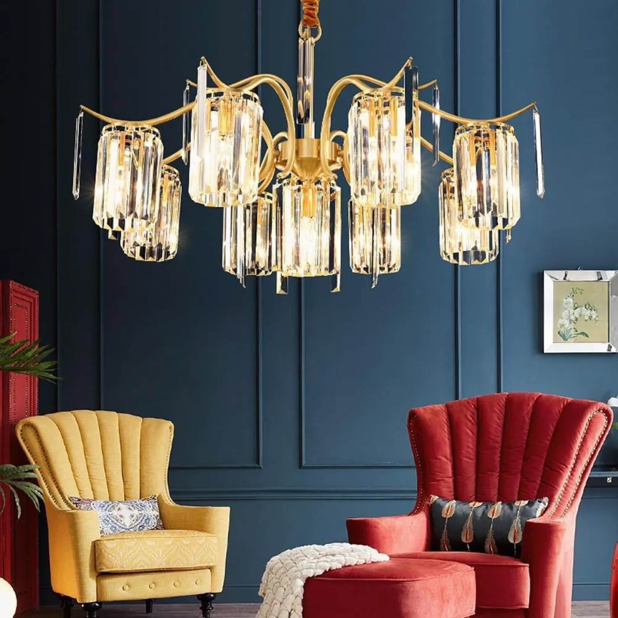 Industrial 11-light classical gold chandeliers, Lighom — 7-Light