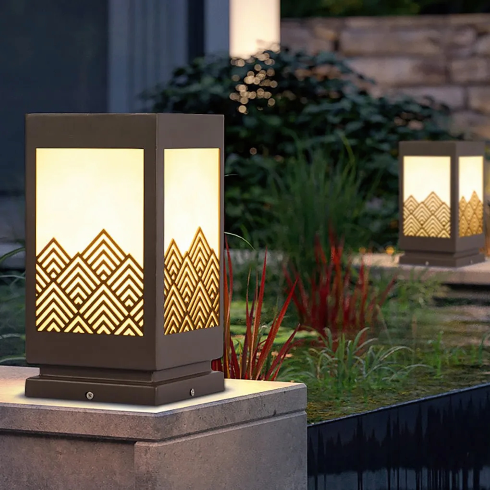 Brown industrial lawn classical landscape lighting — 5.91" W x 11.02" H / Set of 1