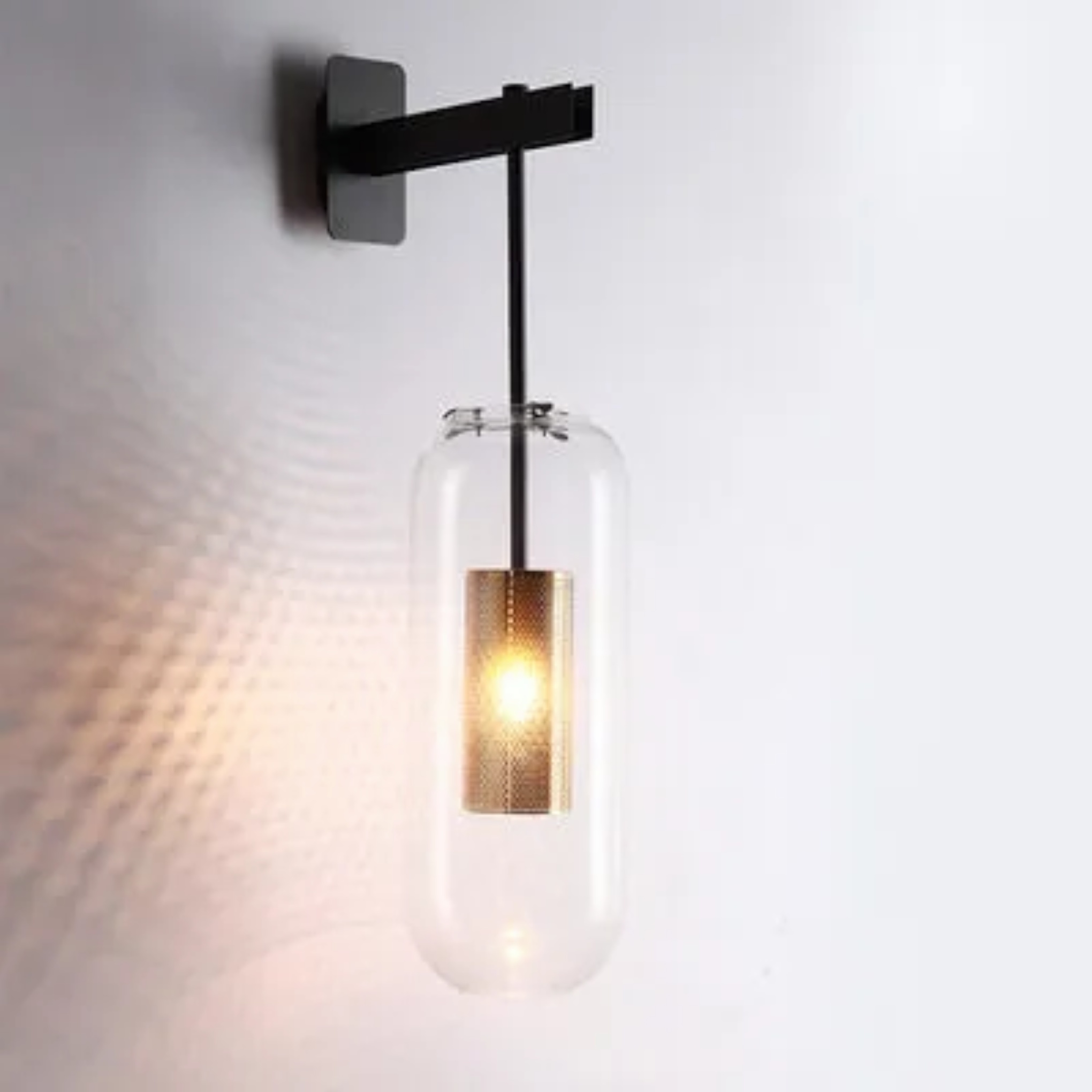 Lighom industrial armed clear glass wall sconces — Matte Black / 110V-120V (US/CA)