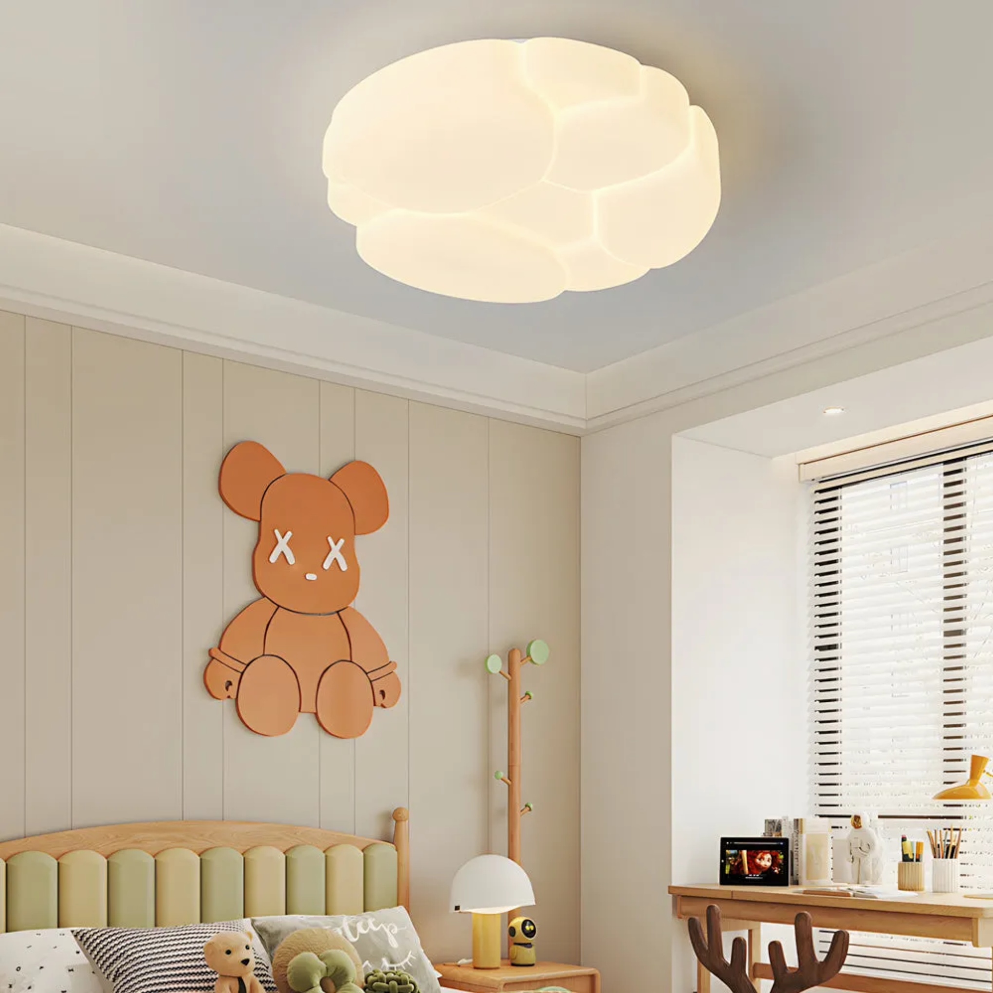White modern milky crack flush mount lighting