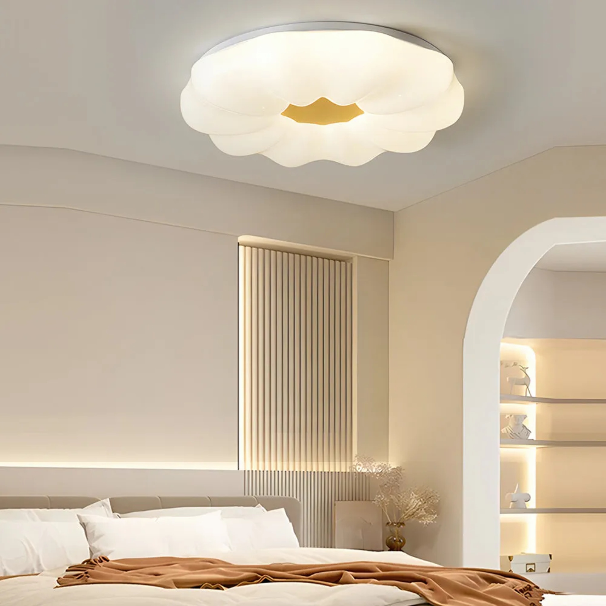 Lighom french cloud flower white flush mount lighting in acrylic iron synthetic