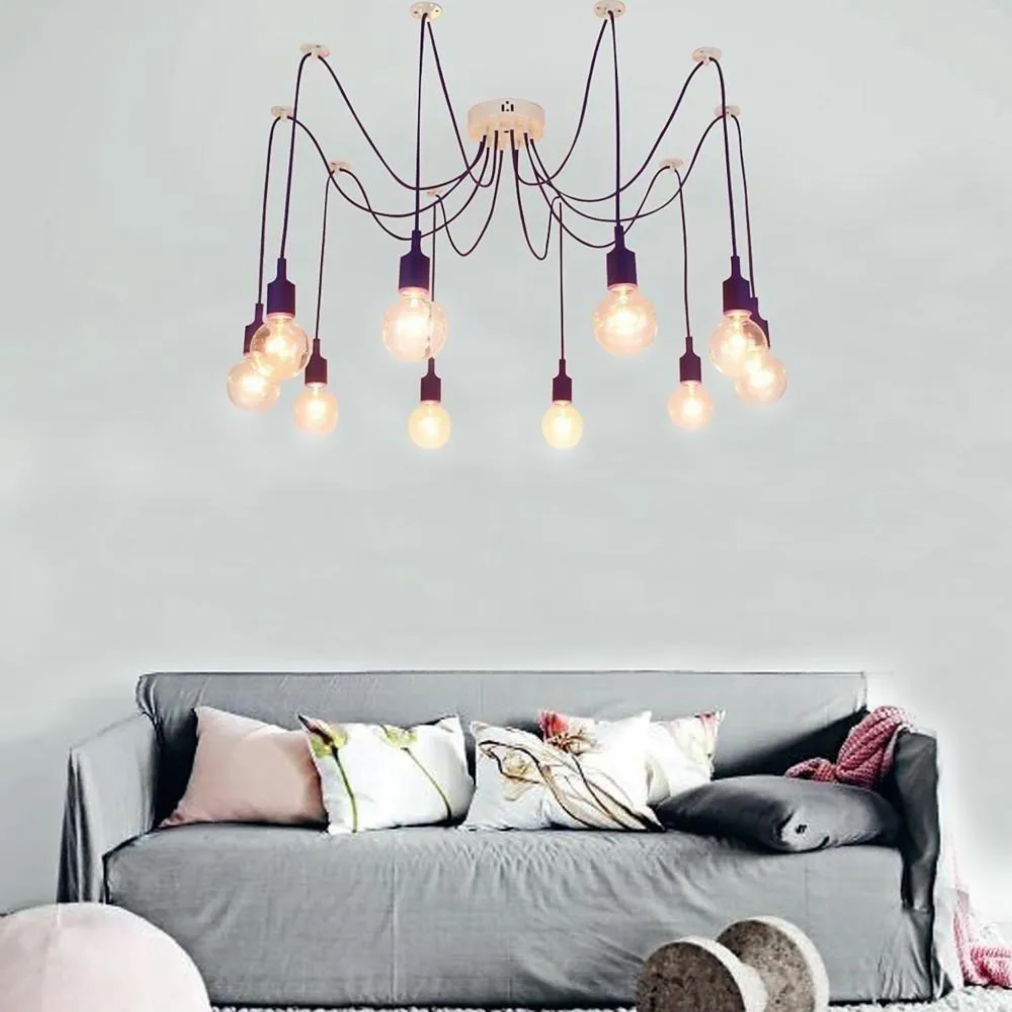 Industrial 10-head spider multi chandeliers in metal