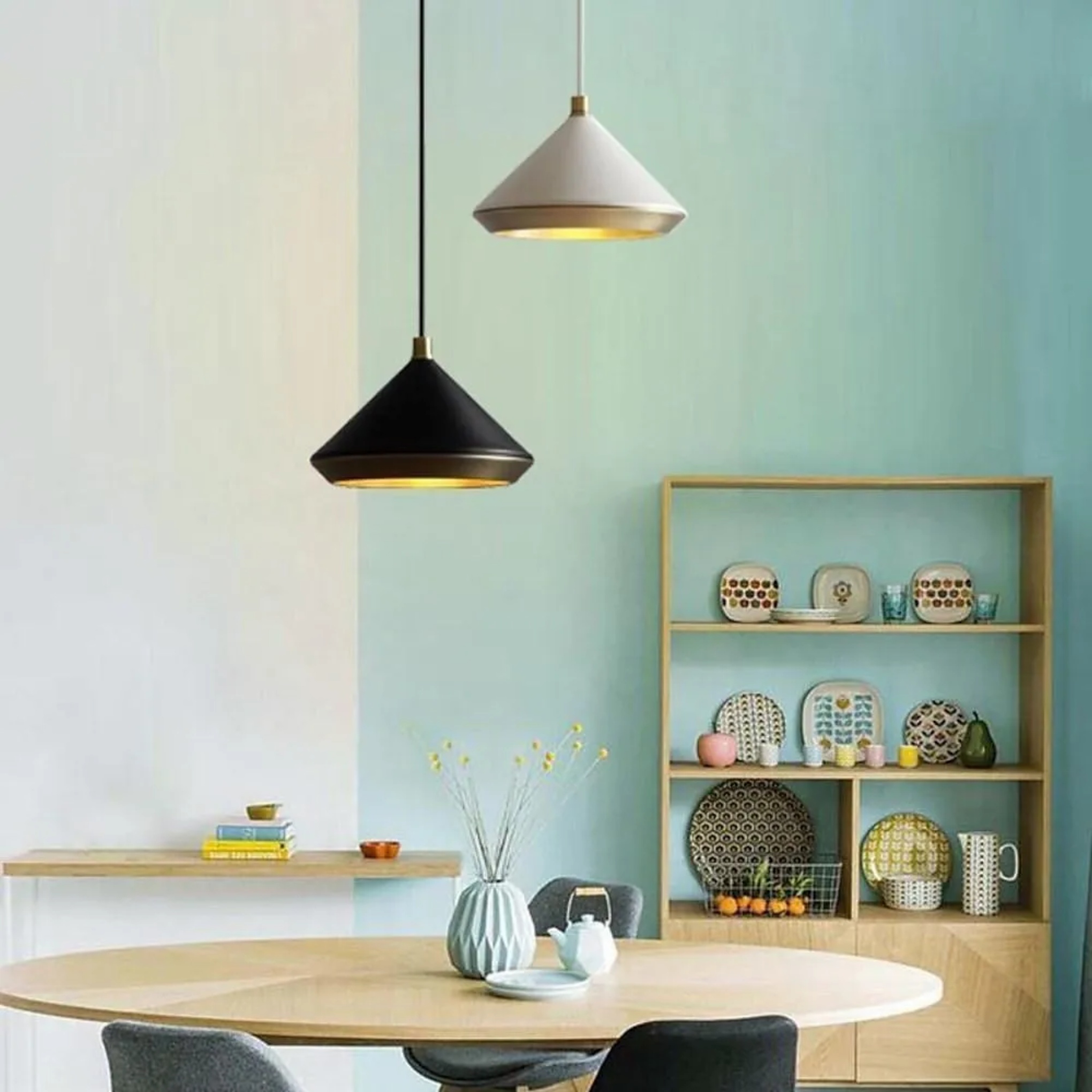 White modern dome conical pendant lighting