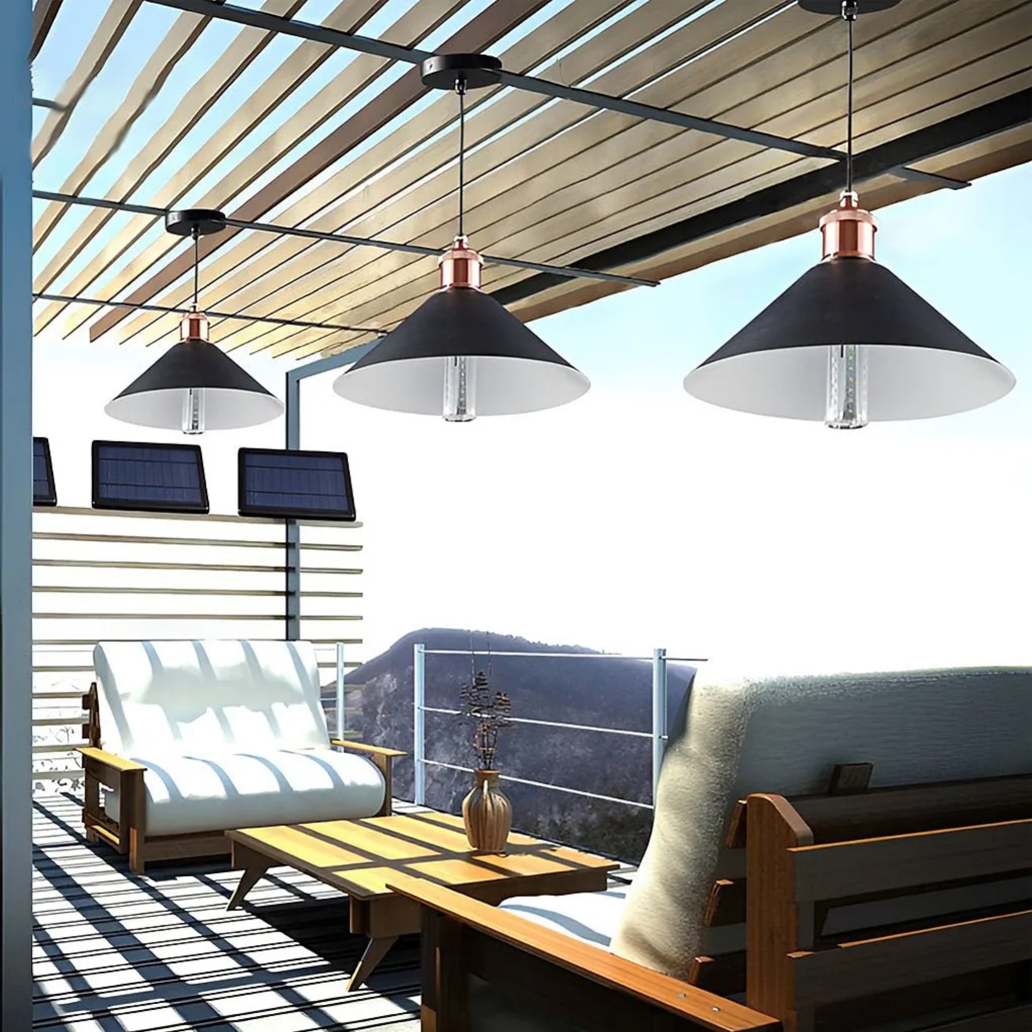 Lighom modern hanging conical white outdoor ceiling lights in synthetic