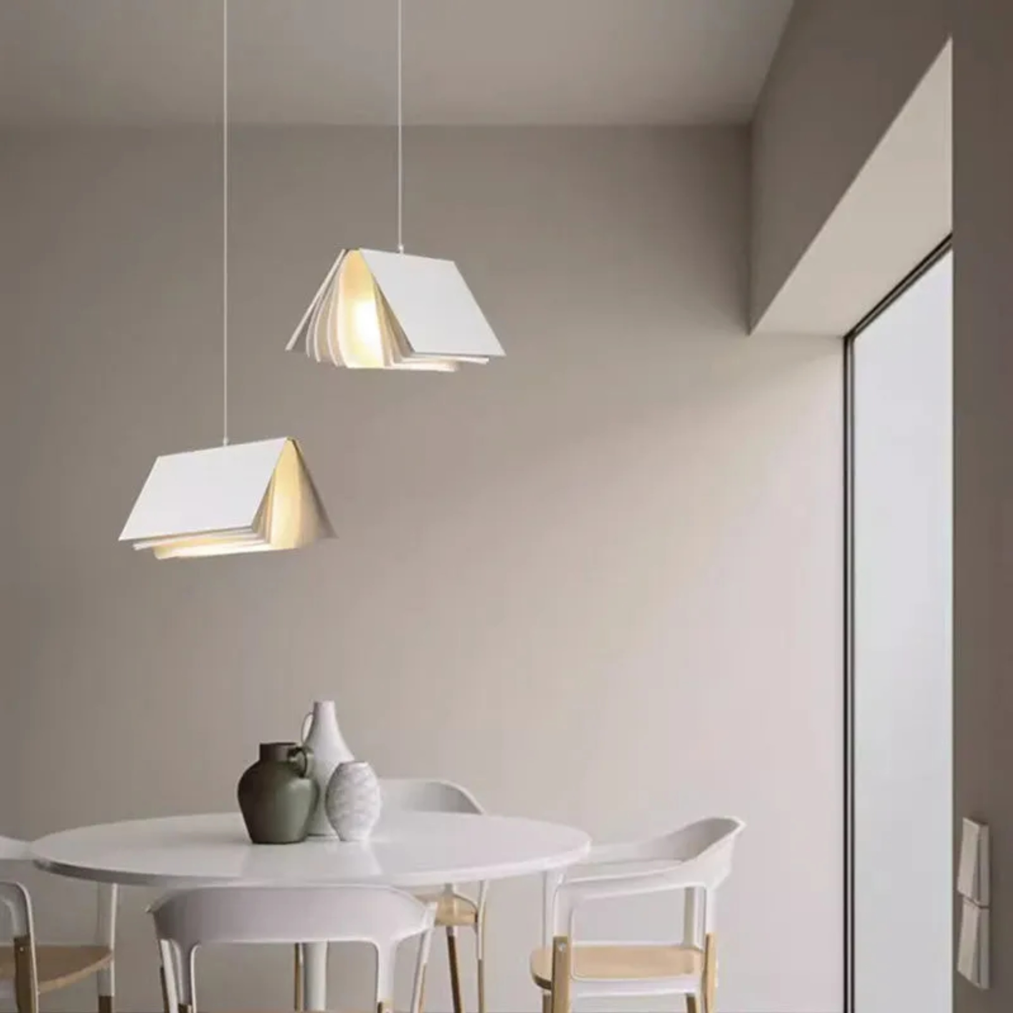 Creative rectangle book white iron pendant lighting — 110V-120V (US/CA)