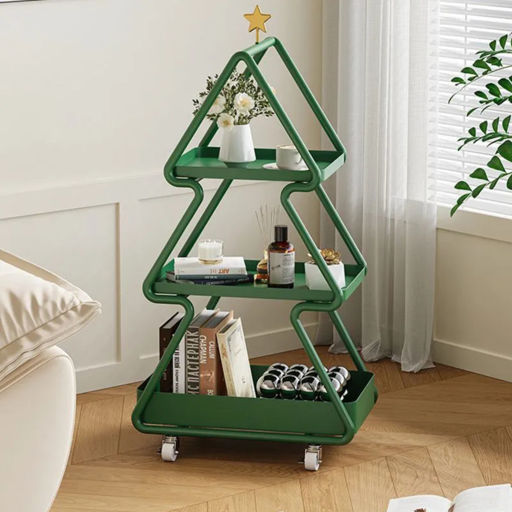 Creative tree christmas green iron end & side tables