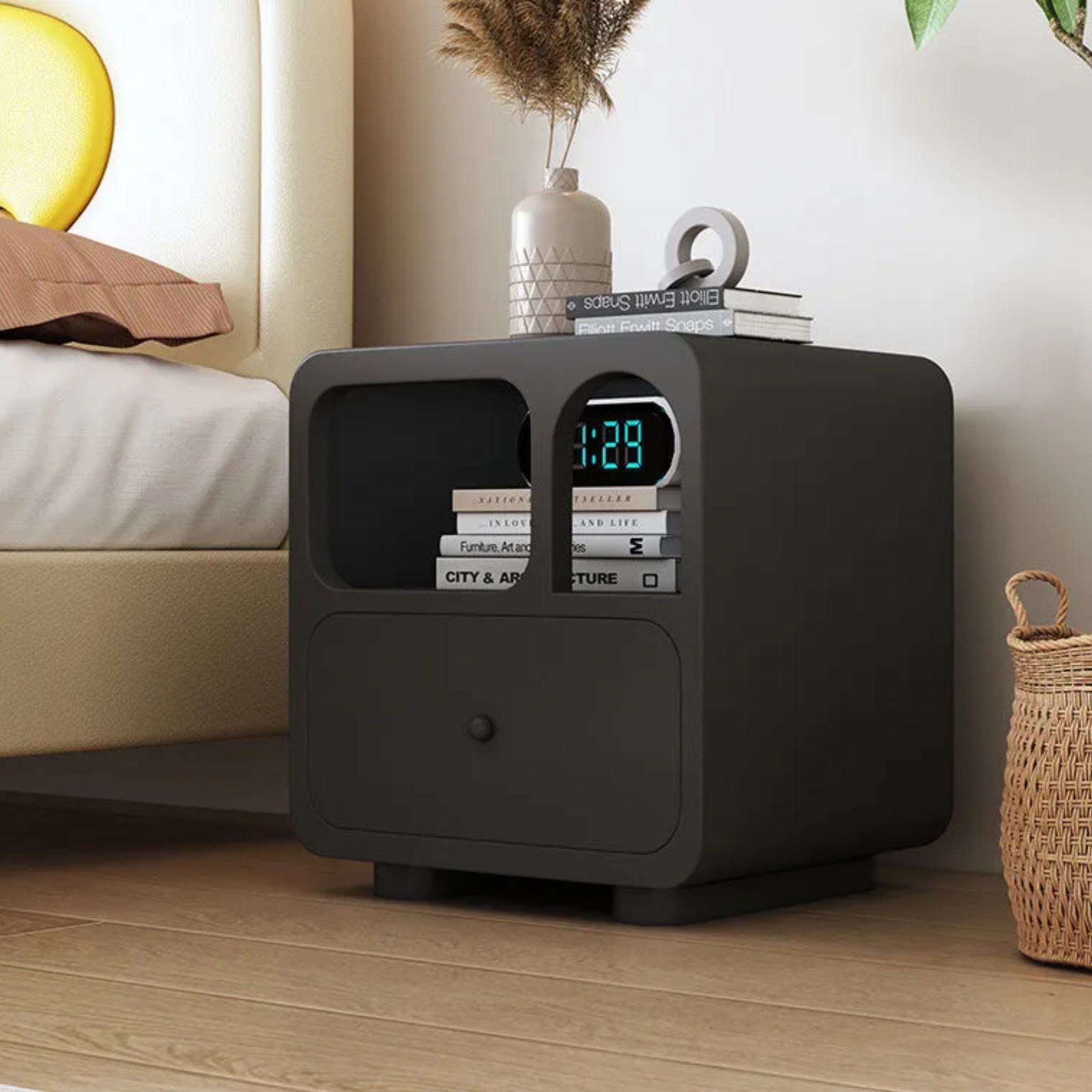 Lighom 1-drawer solid wood nightstands for bedroom — Wooden Drawer