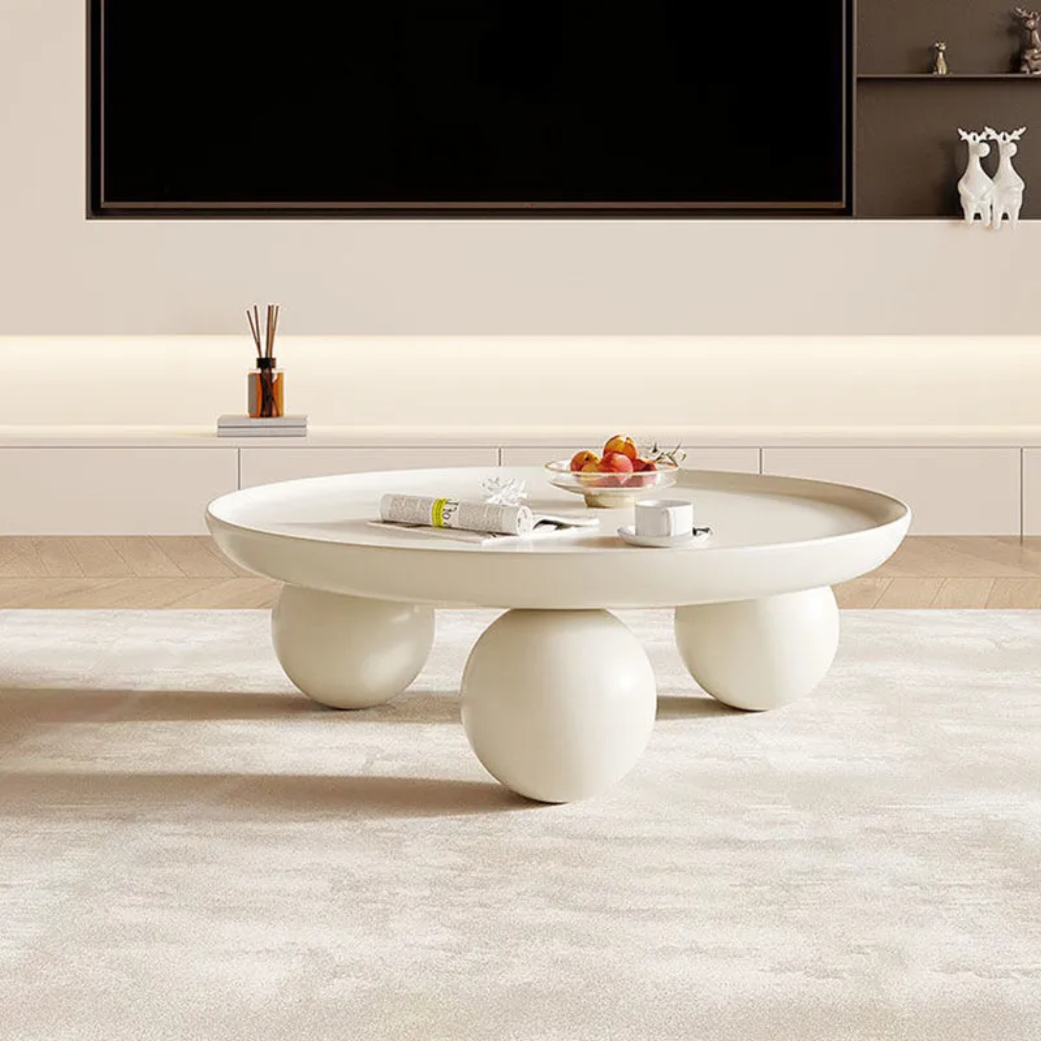 Beige creative disc orb coffee tables