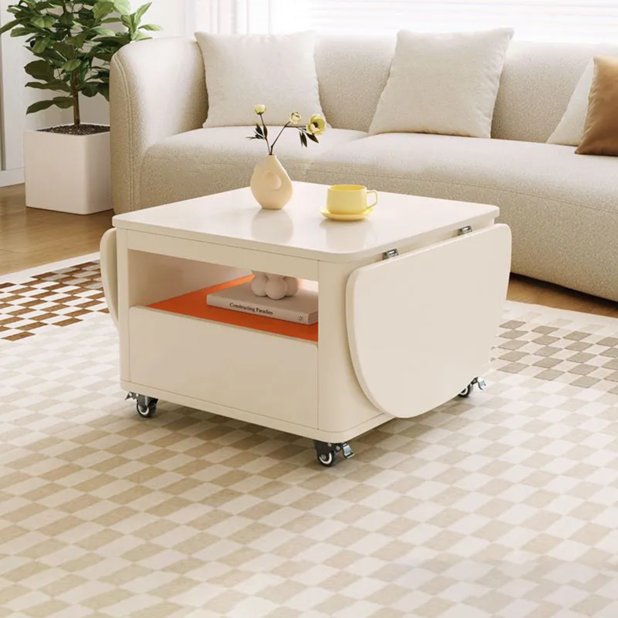 Lighom creative 2-tier extendable wood coffee tables