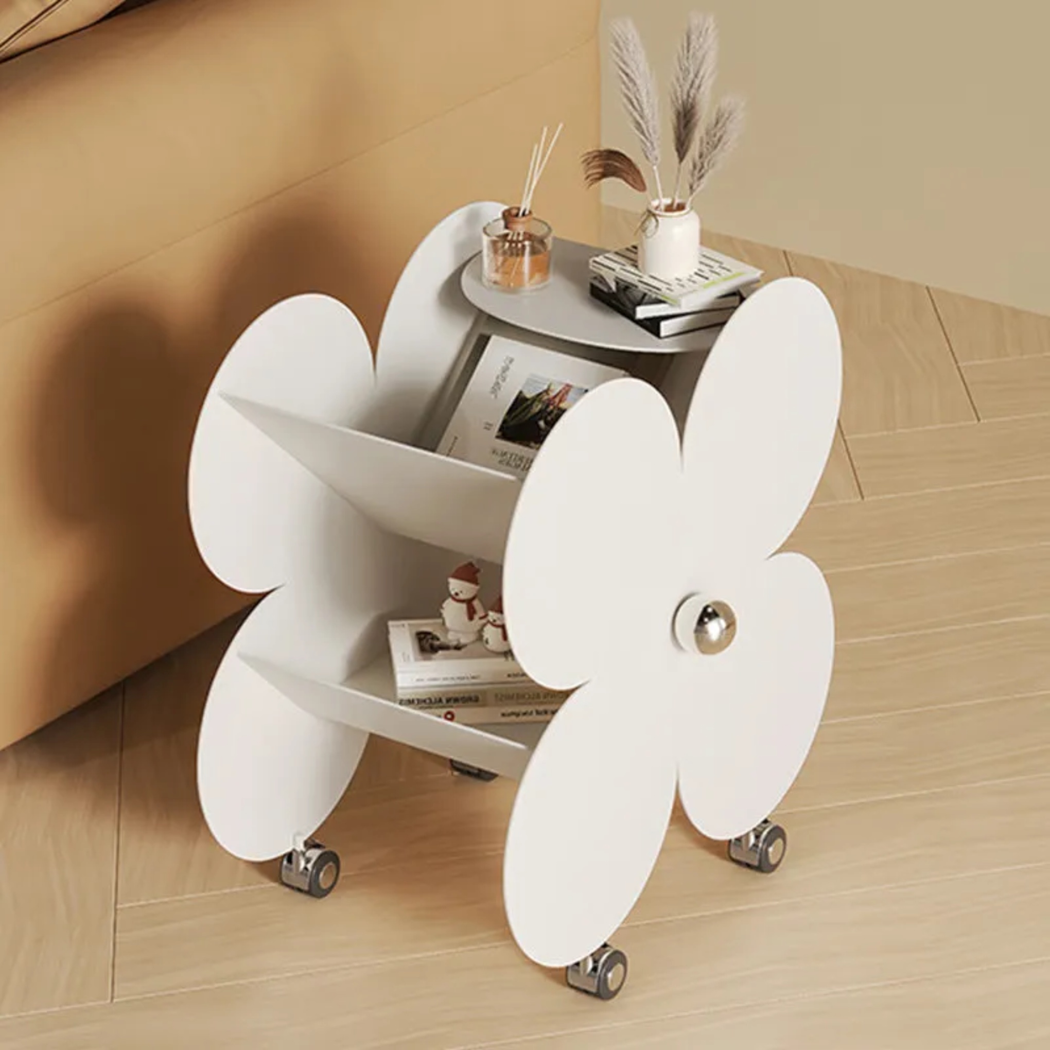Creative 2-tier flower end & side tables in iron