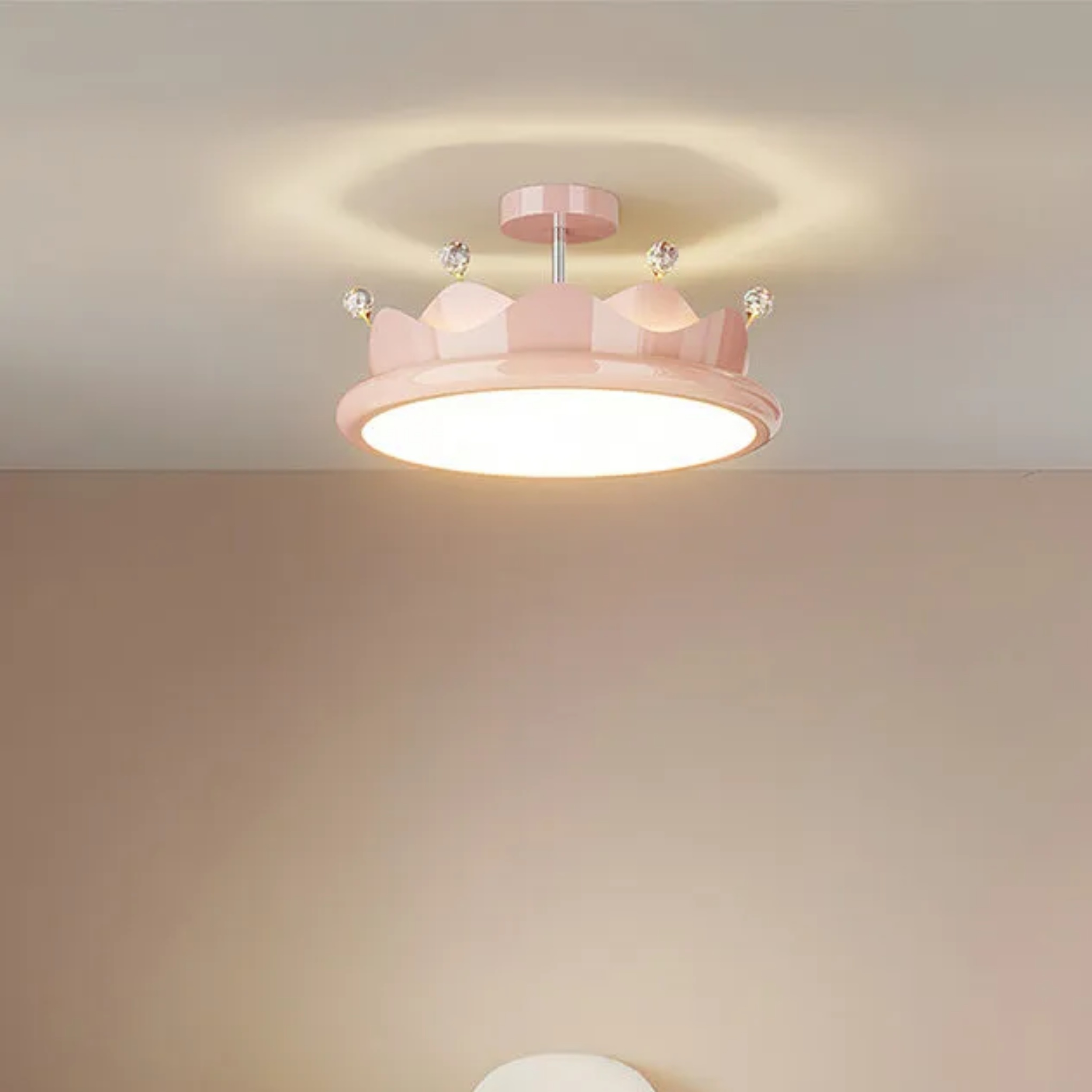 Creative crown beige iron semi-flush mount light, Lighom — 10.24" H x 15.75" Dia x 7.87" L / Pink / 110V-120V (US/CA