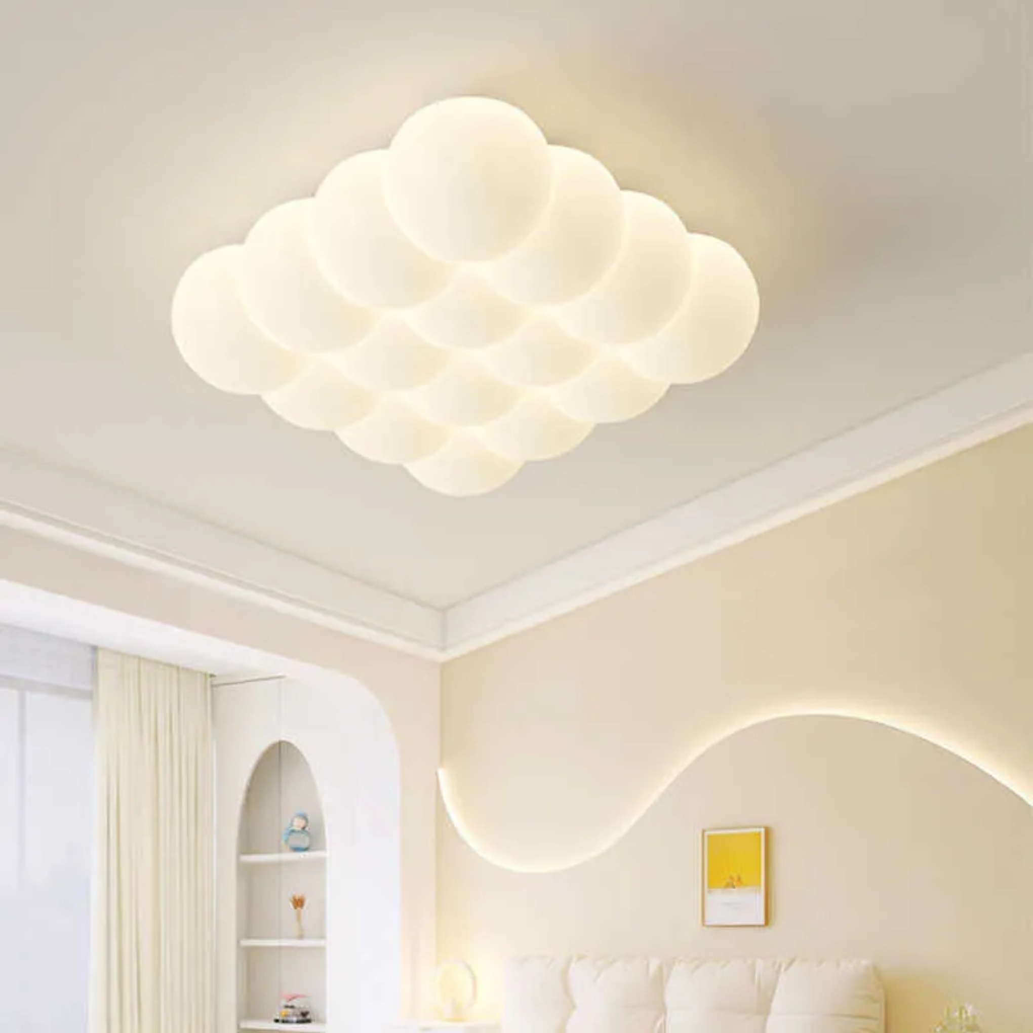 White iron flush mount lighting for hallway, Lighom — Round / 110V-120V (US/CA)