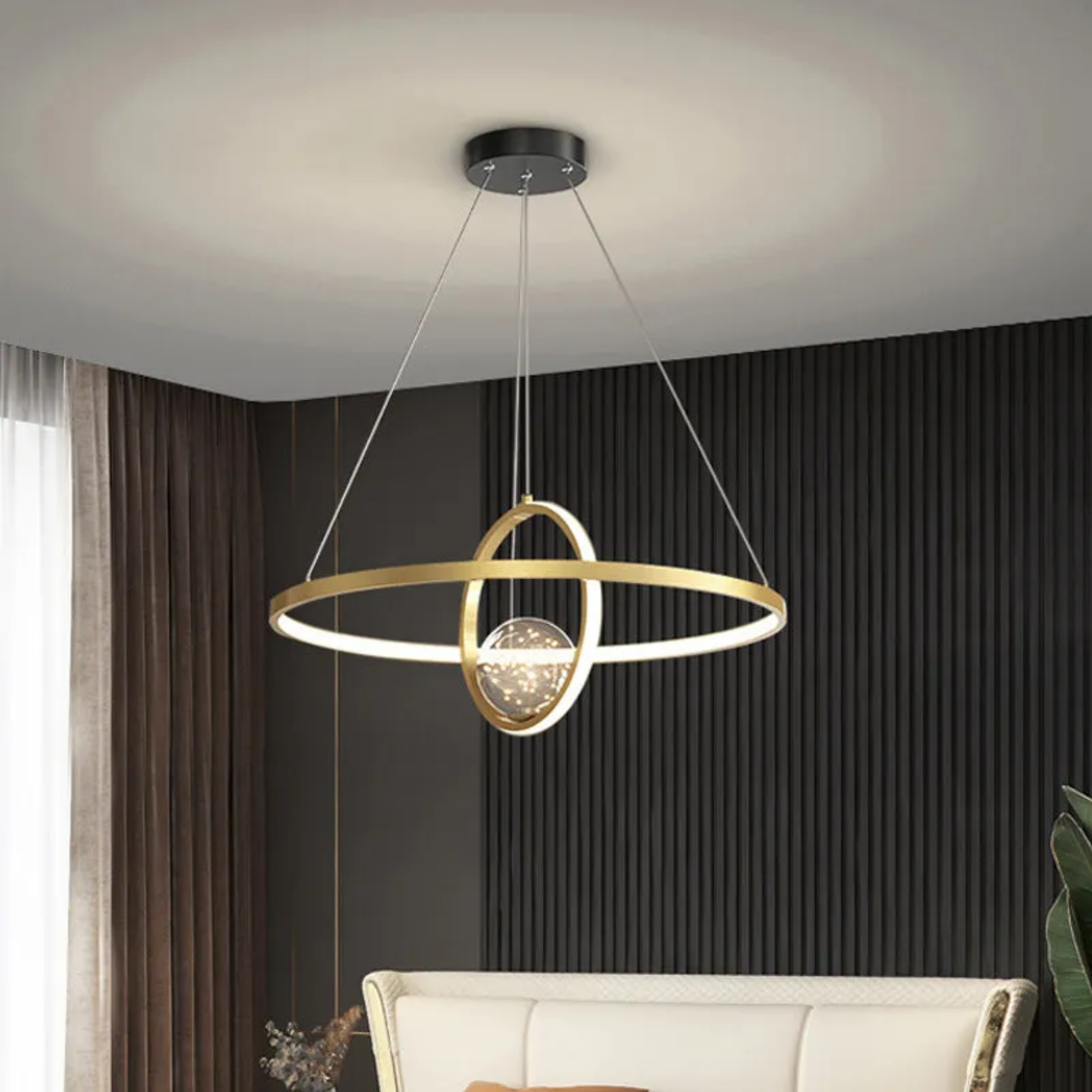 Creative globe round gold iron chandeliers, Lighom — 1-Light / 110V-120V (US/CA