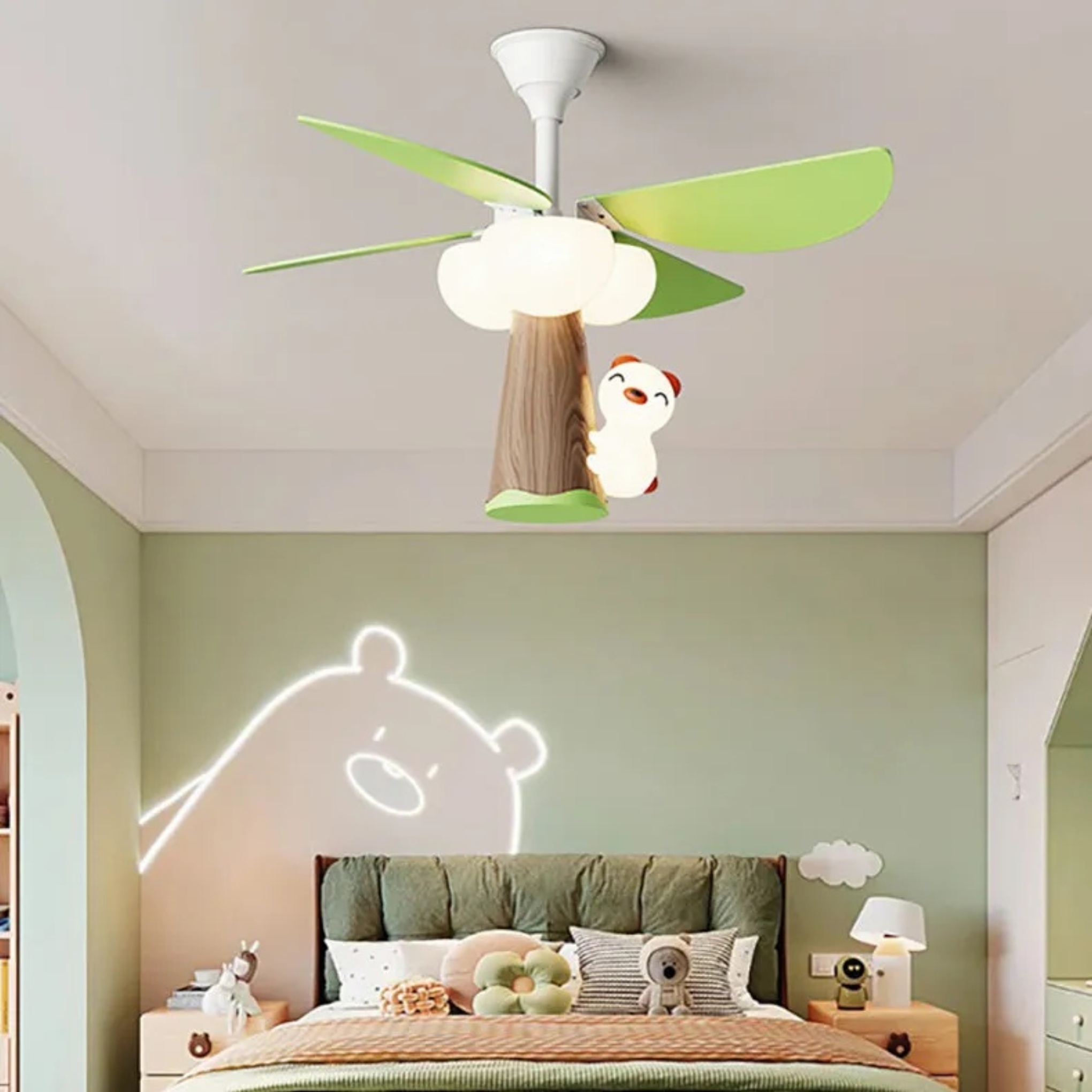 Green iron tree ceiling fans - creative — 110V-120V (US/CA