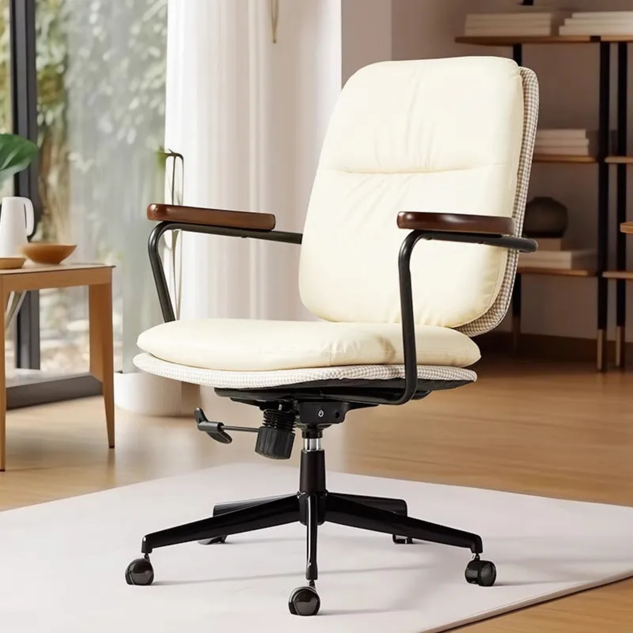 Gray leather dark desk office chairs - luxury — Dark Green