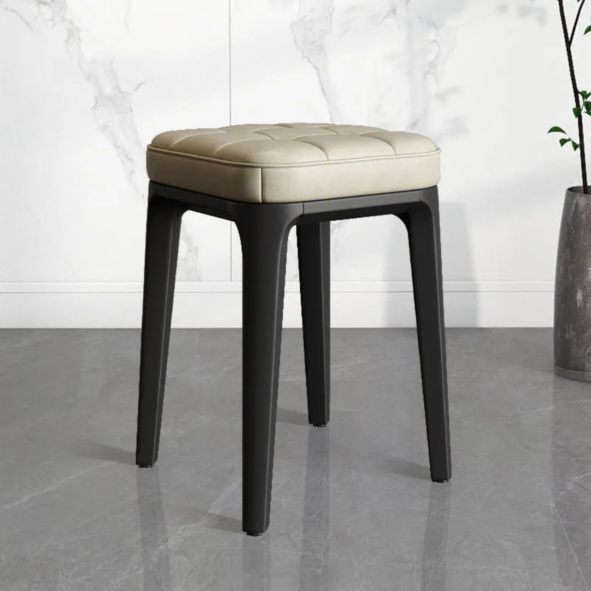Lighom minimalist vanity plaid beige vanity stools in leather