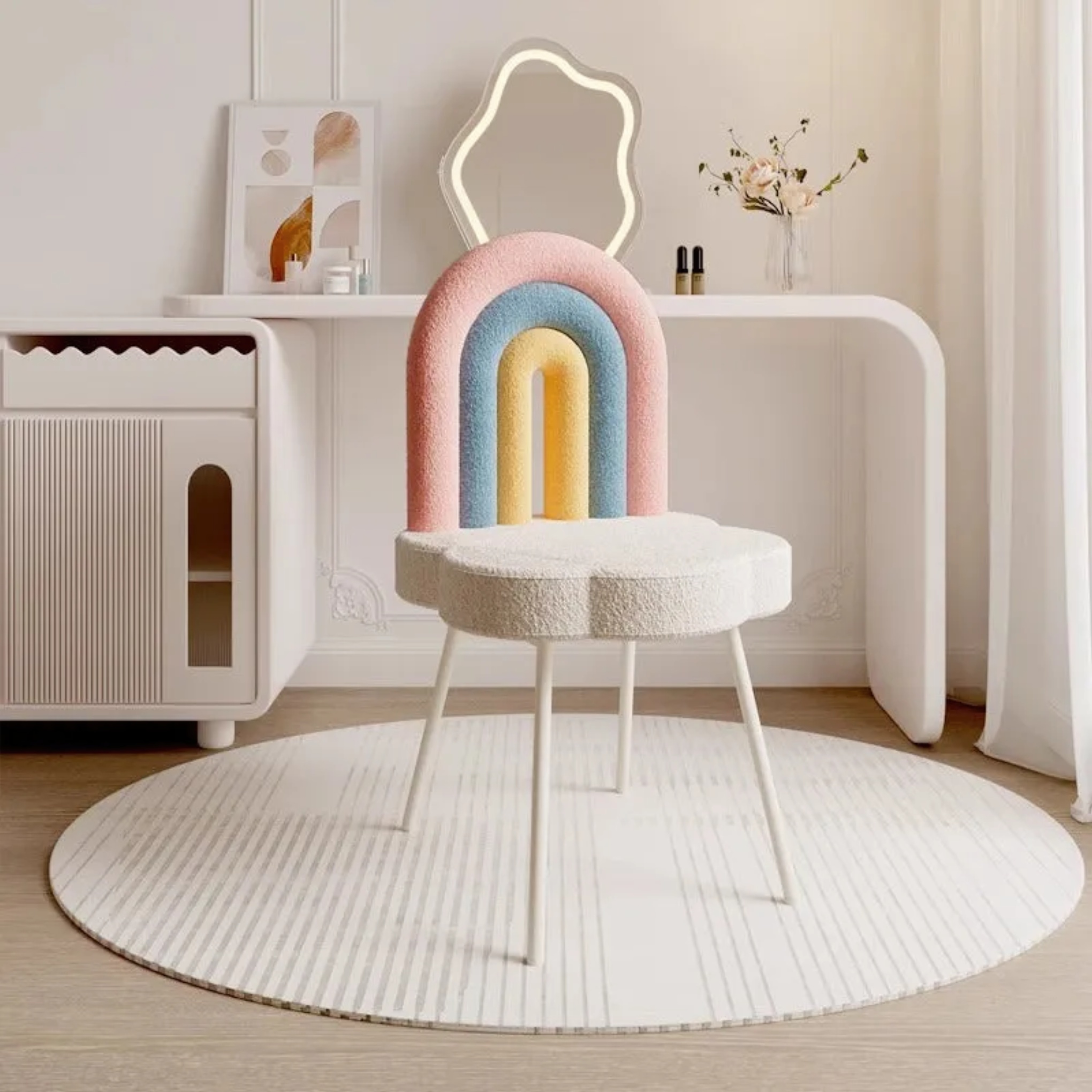 Creative rainbow vanity stools in iron — Pink & Blue & Yellow