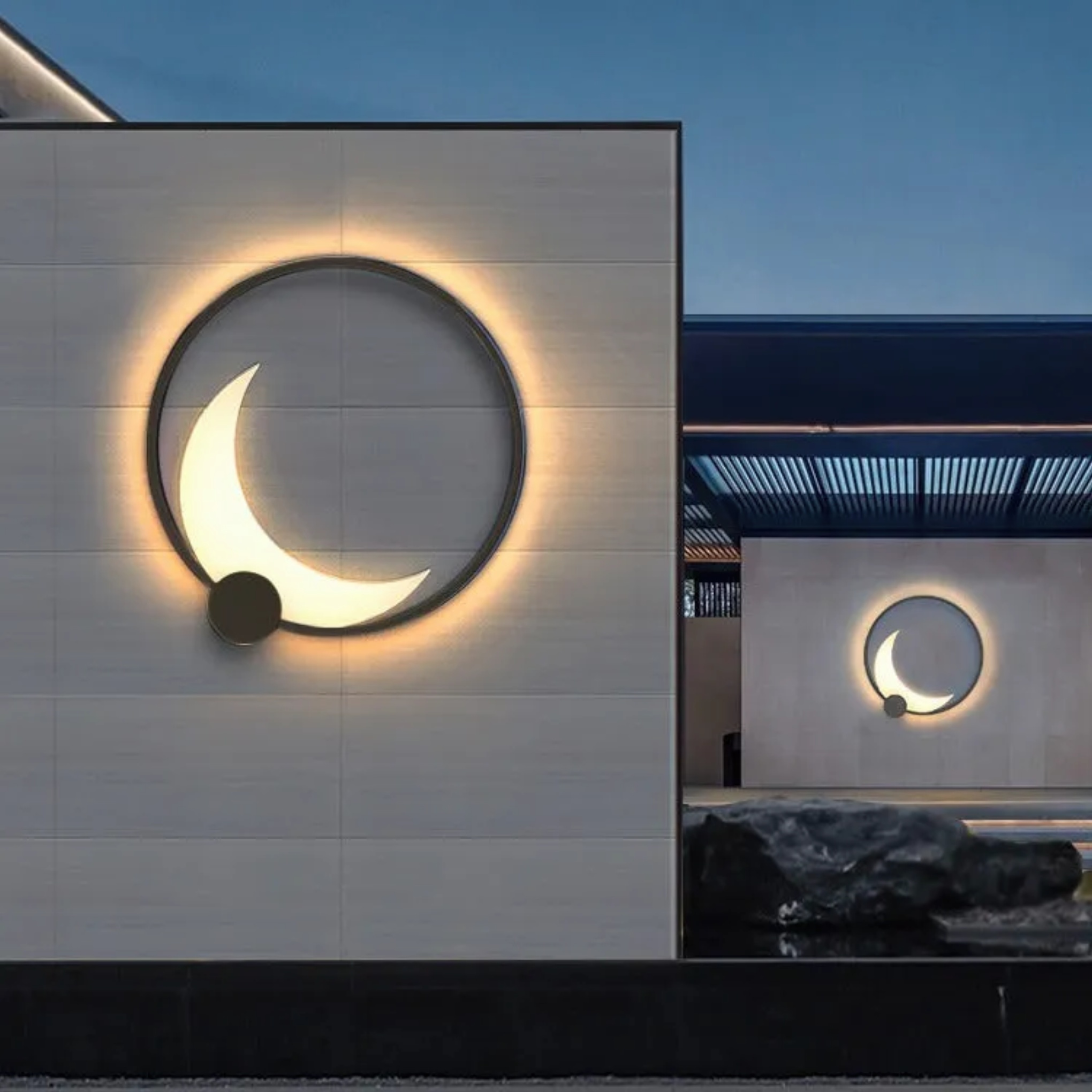 Black acrylic ring outdoor wall lighting - minimalist — 110V-120V (US/CA)