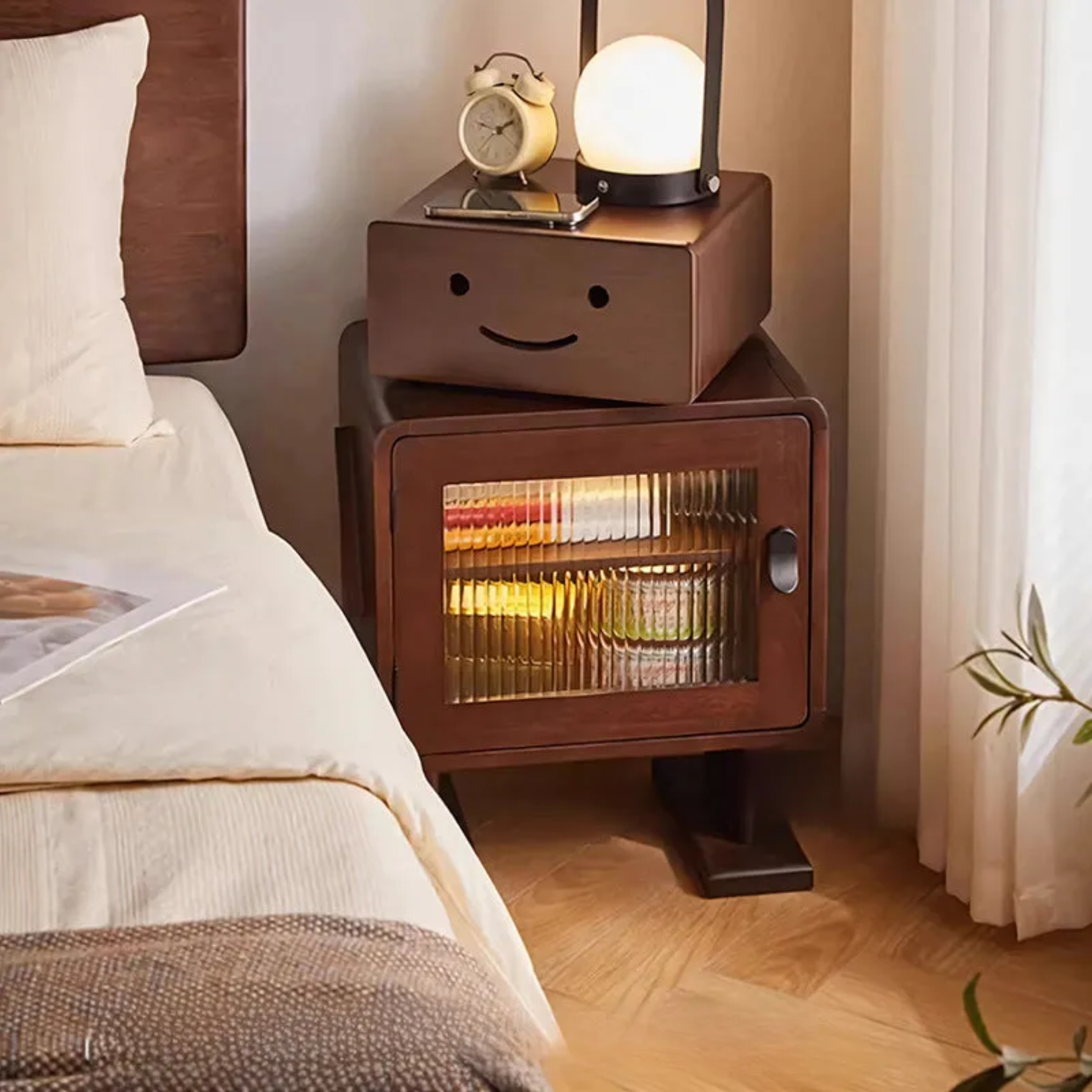 Creative solid 2-storage wood nightstands