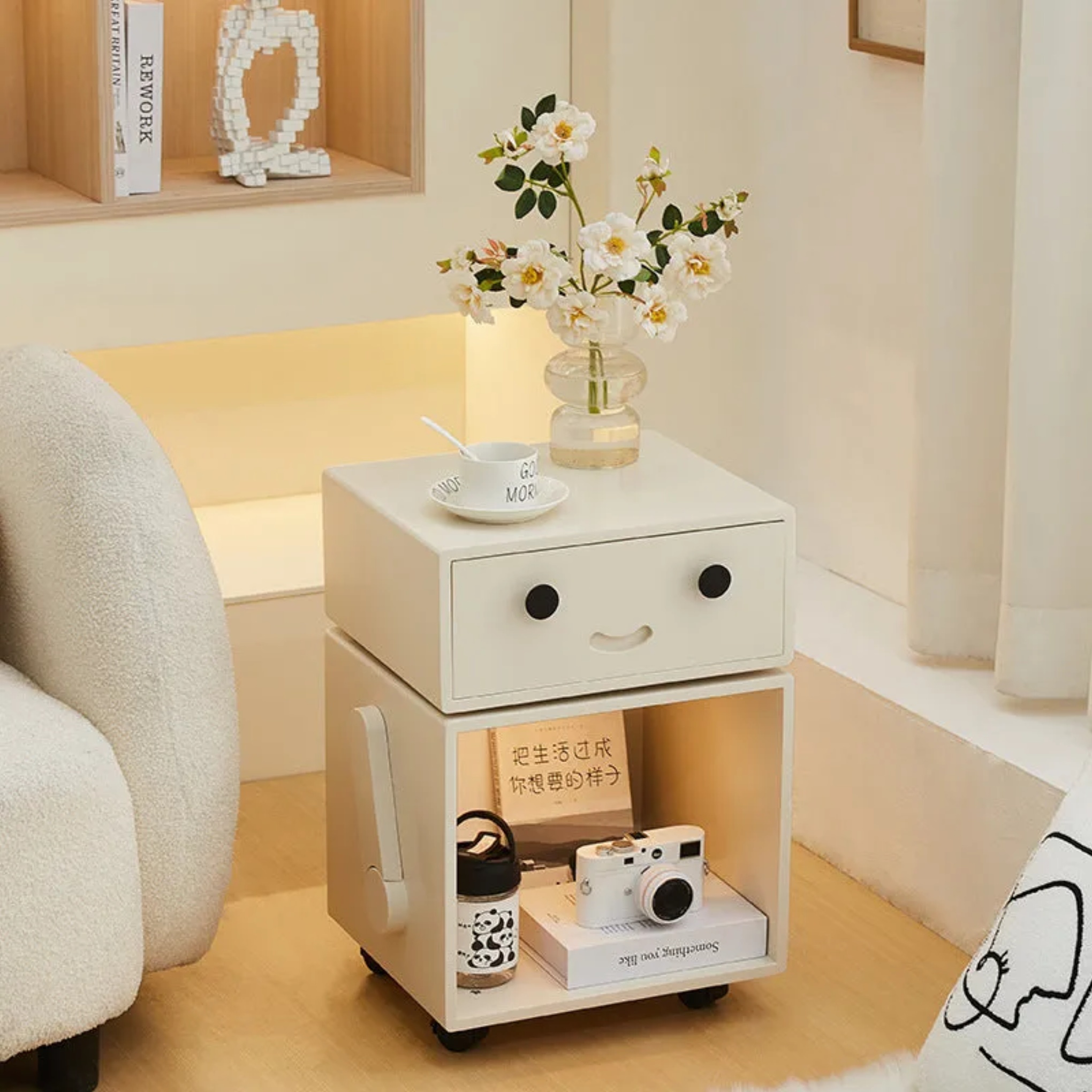 Creative 2-storage solid wood end & side tables
