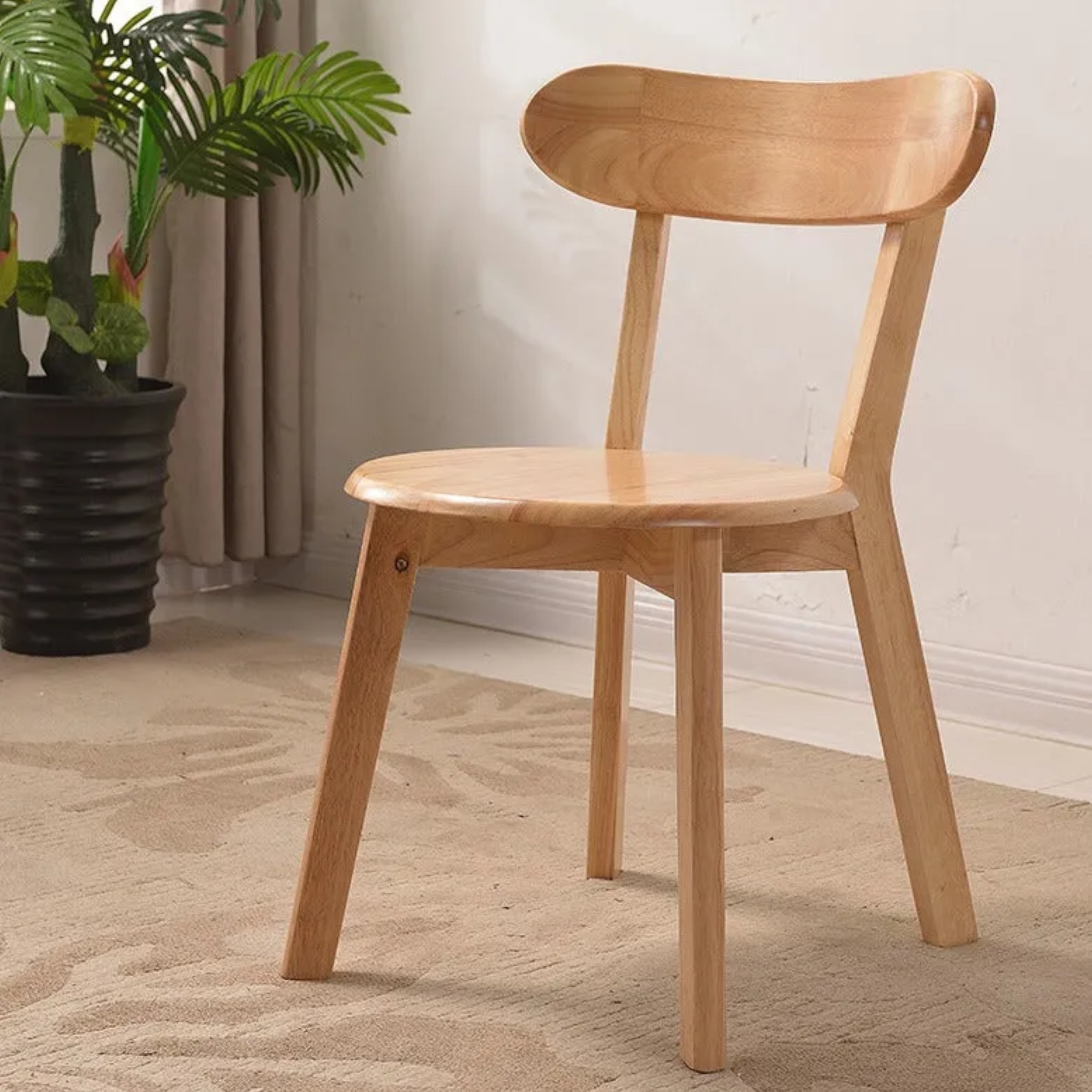 Minimalist armless solid dining chairs & benches in wood fabric