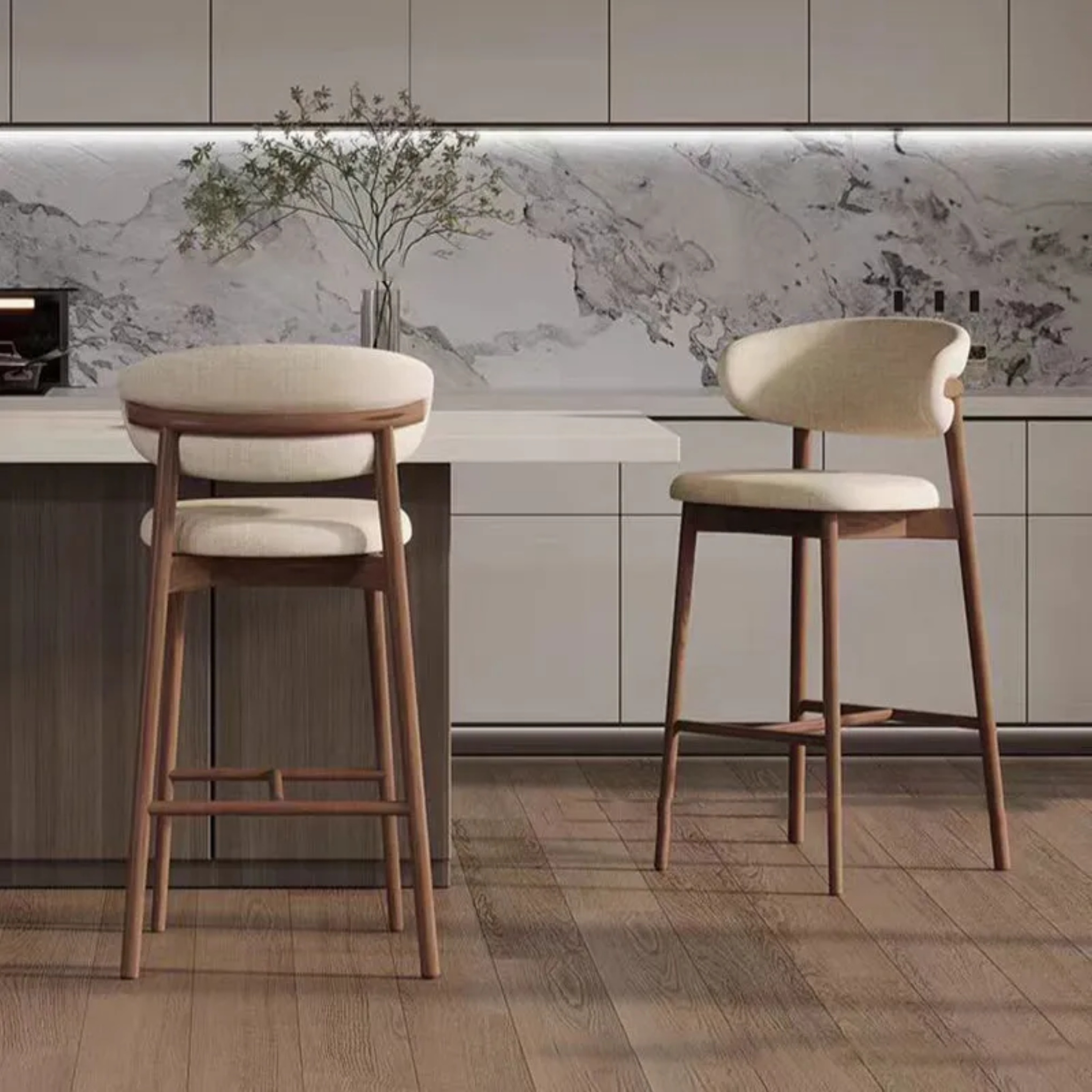 Solid wood bar & counter stools for kitchen — 17.7" L x 17.7" W x 37.4" H