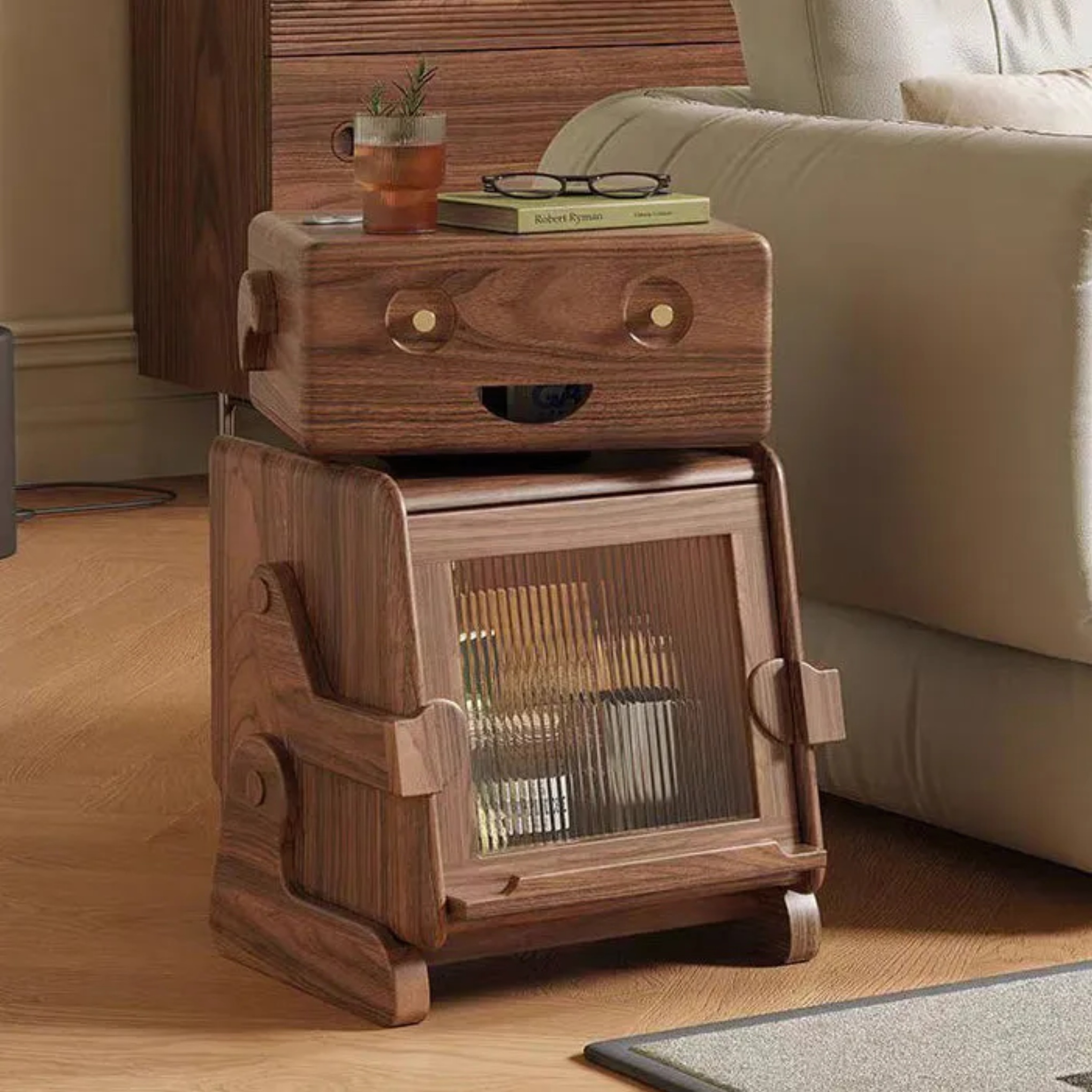 Lighom creative solid robot wood end & side tables