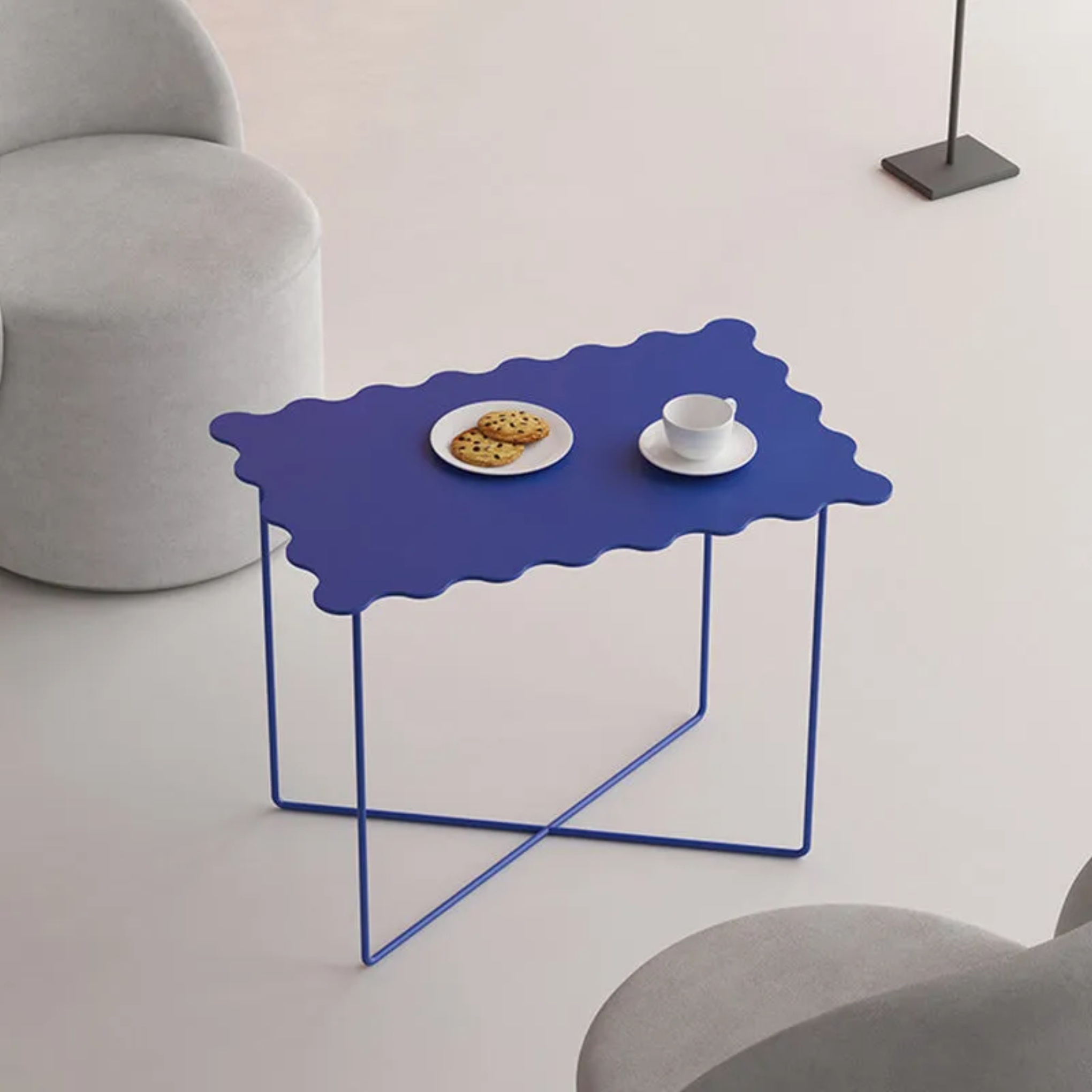 Creative wave square blue coffee tables — 23.62" L x 15.75" W x 19.69" H