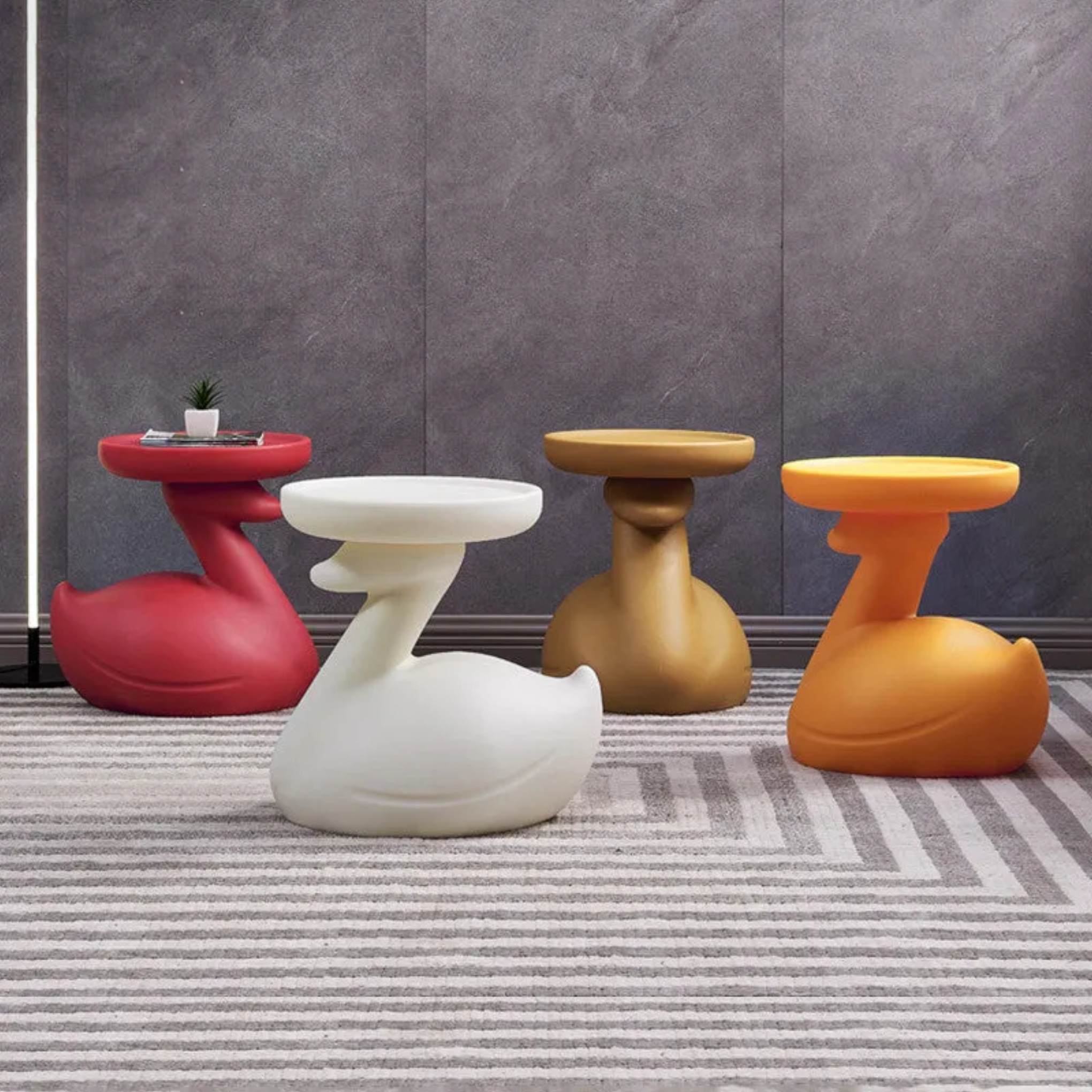 Creative tray end red leather end & side tables