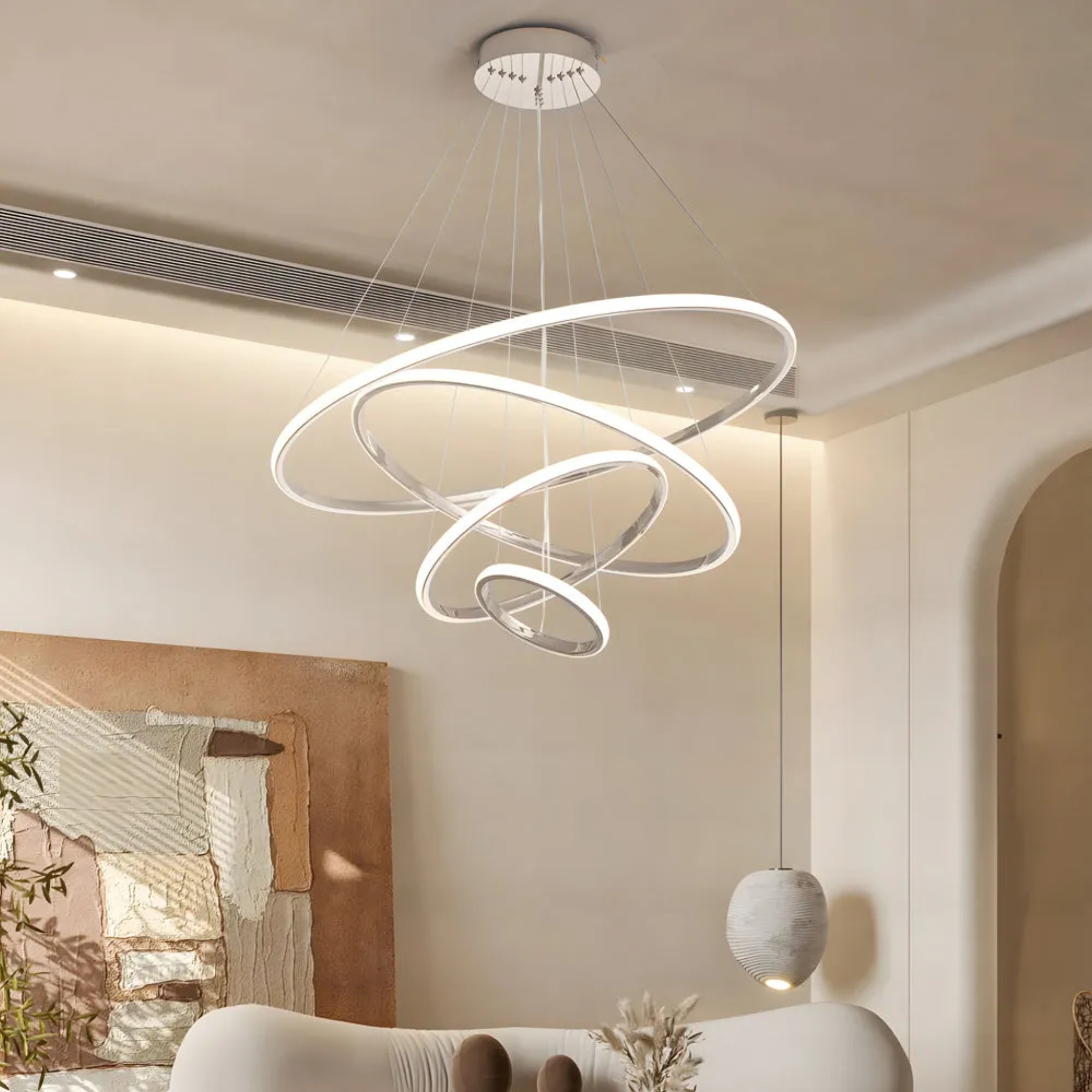 Lighom modern tiered ring gray chandeliers — 7.9" & 15.7" & 23.6"