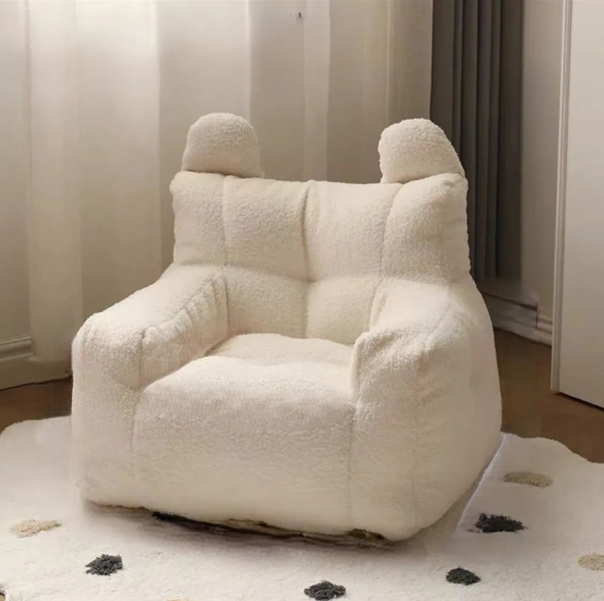 Lighom nordic epp rabbit velvet accent chairs — Beige