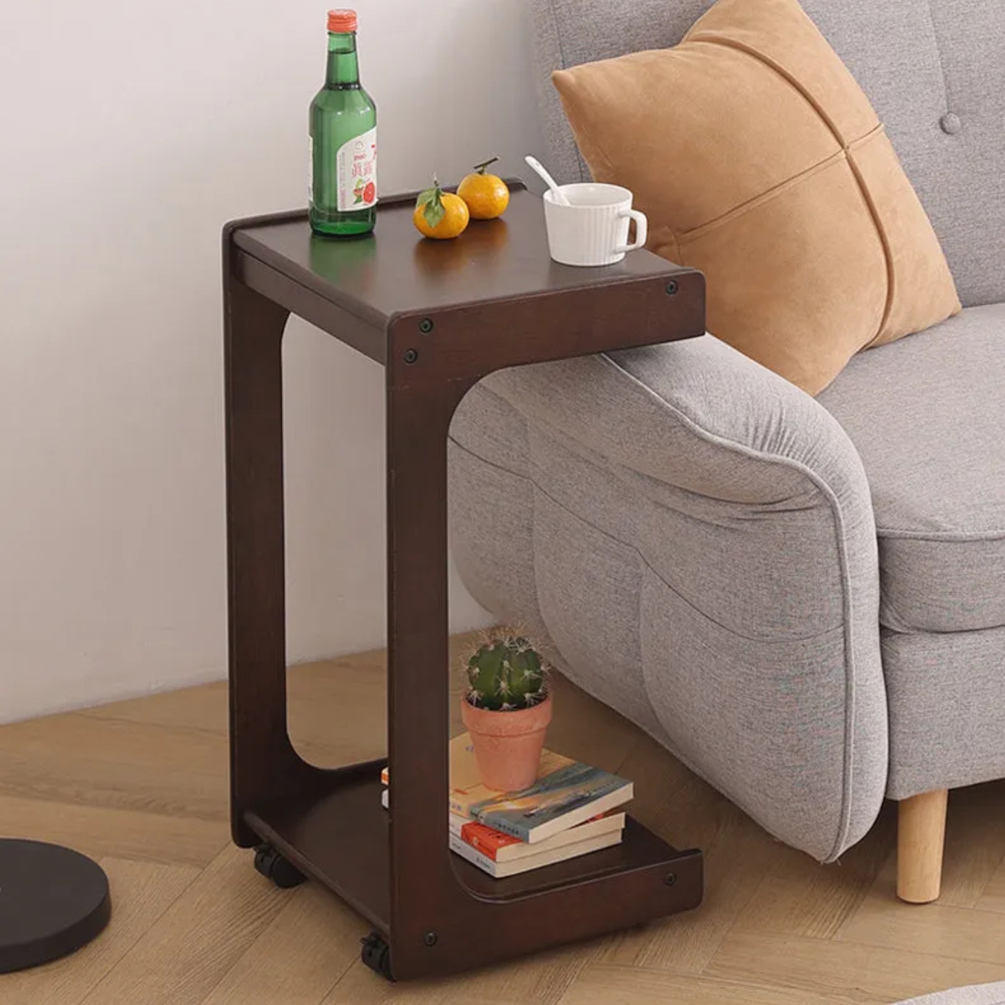 Creative c-shaped 2-tier wood end & side tables