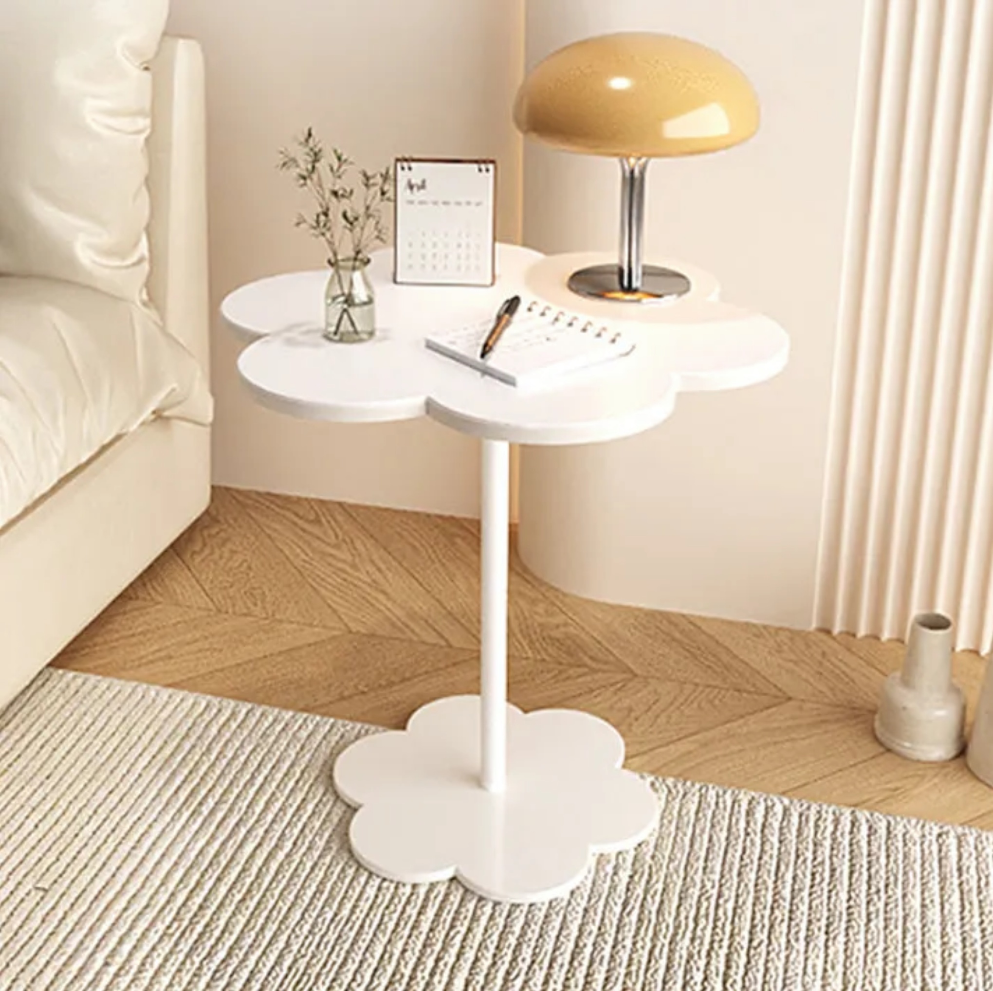 Round flower iron metal end & side tables for living room