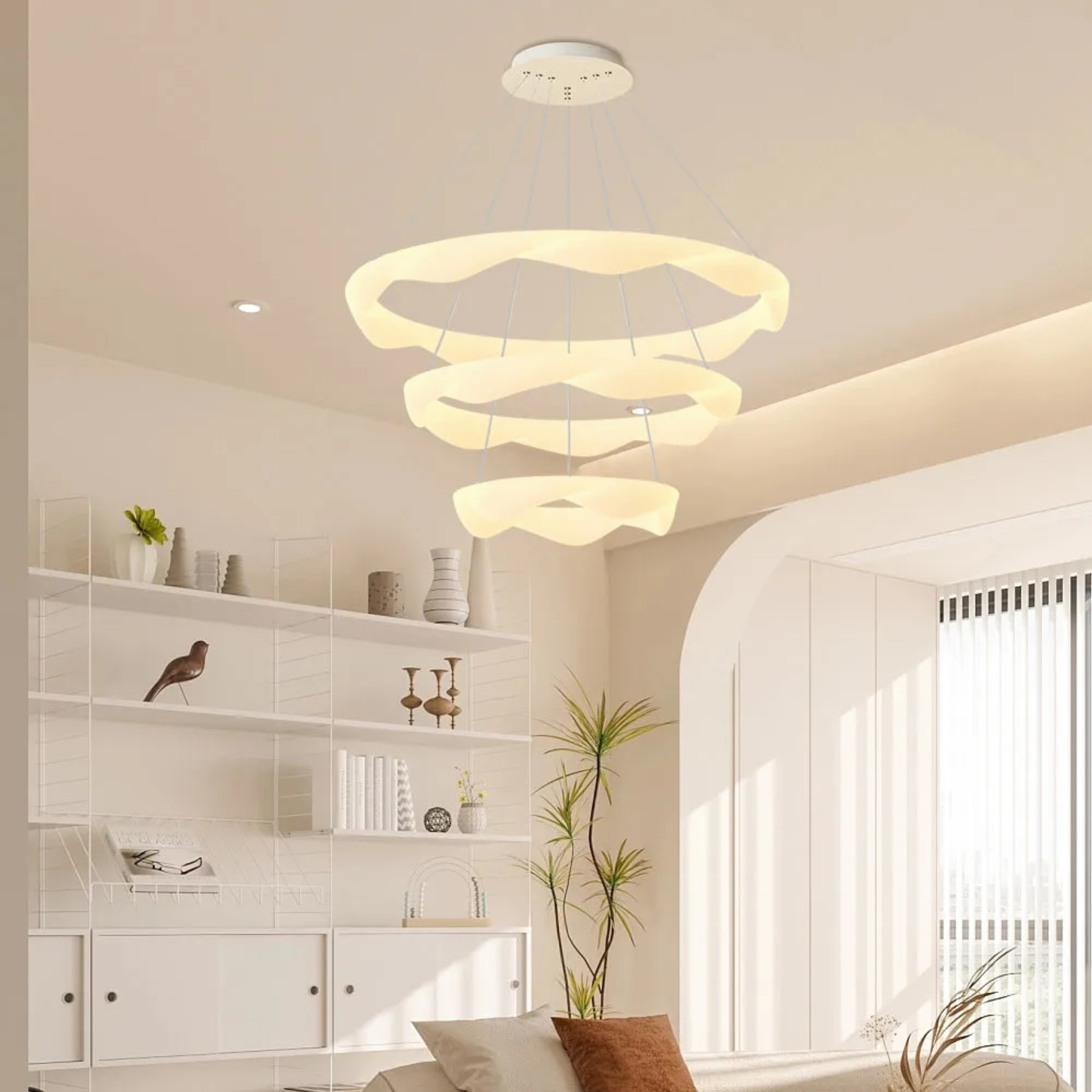 French style ring cream chandeliers, Lighom — 19.7" Dia / 1-Ring