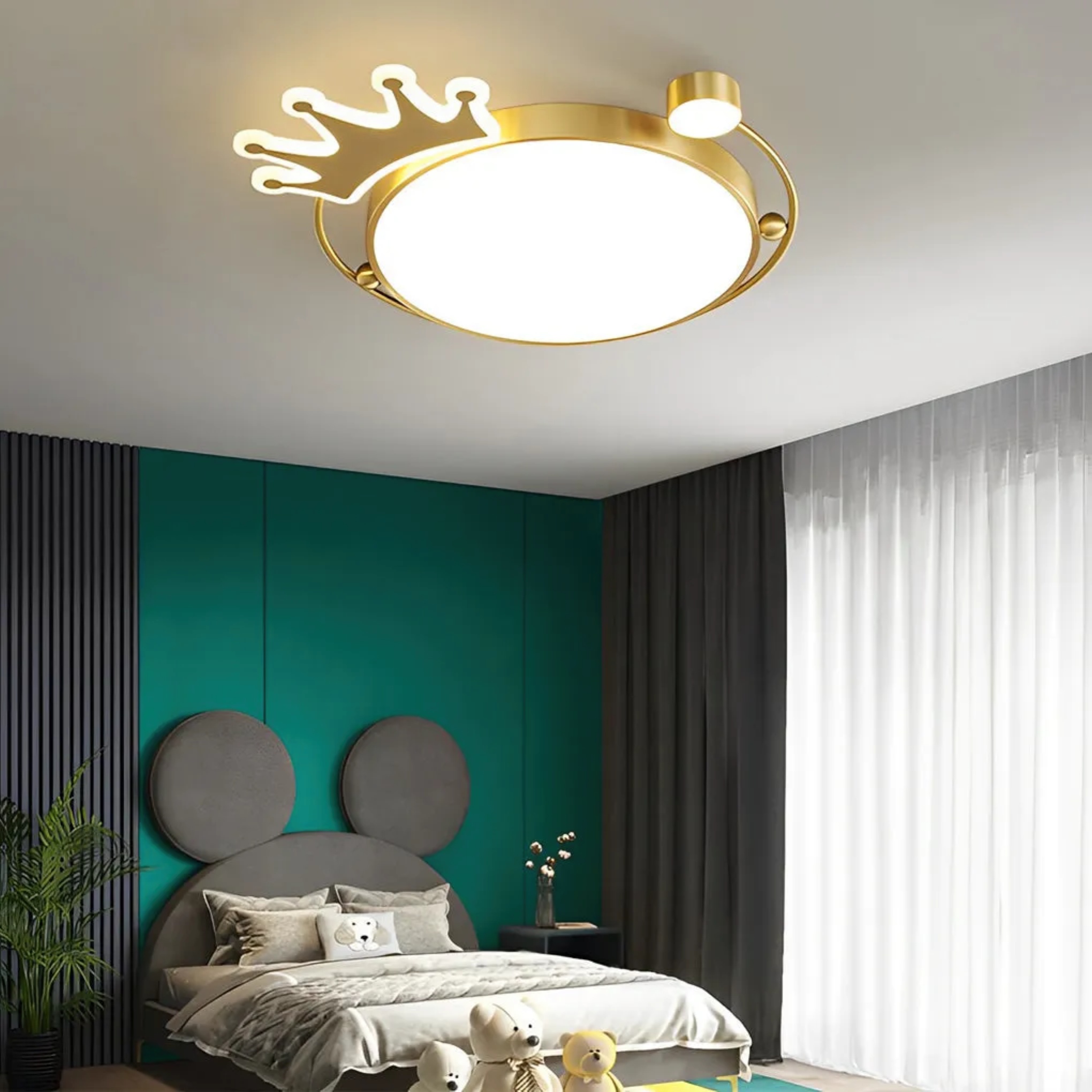 Modern crown 3-step gold copper flush mount lighting — 19.7" Diameter