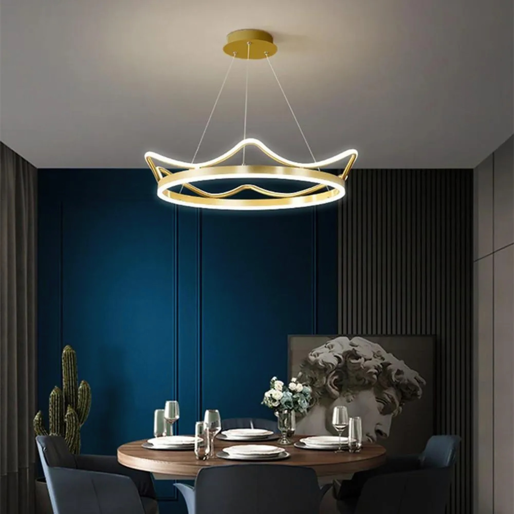 Crown synthetic pendant lighting for kitchen — Warm White (3000K)
