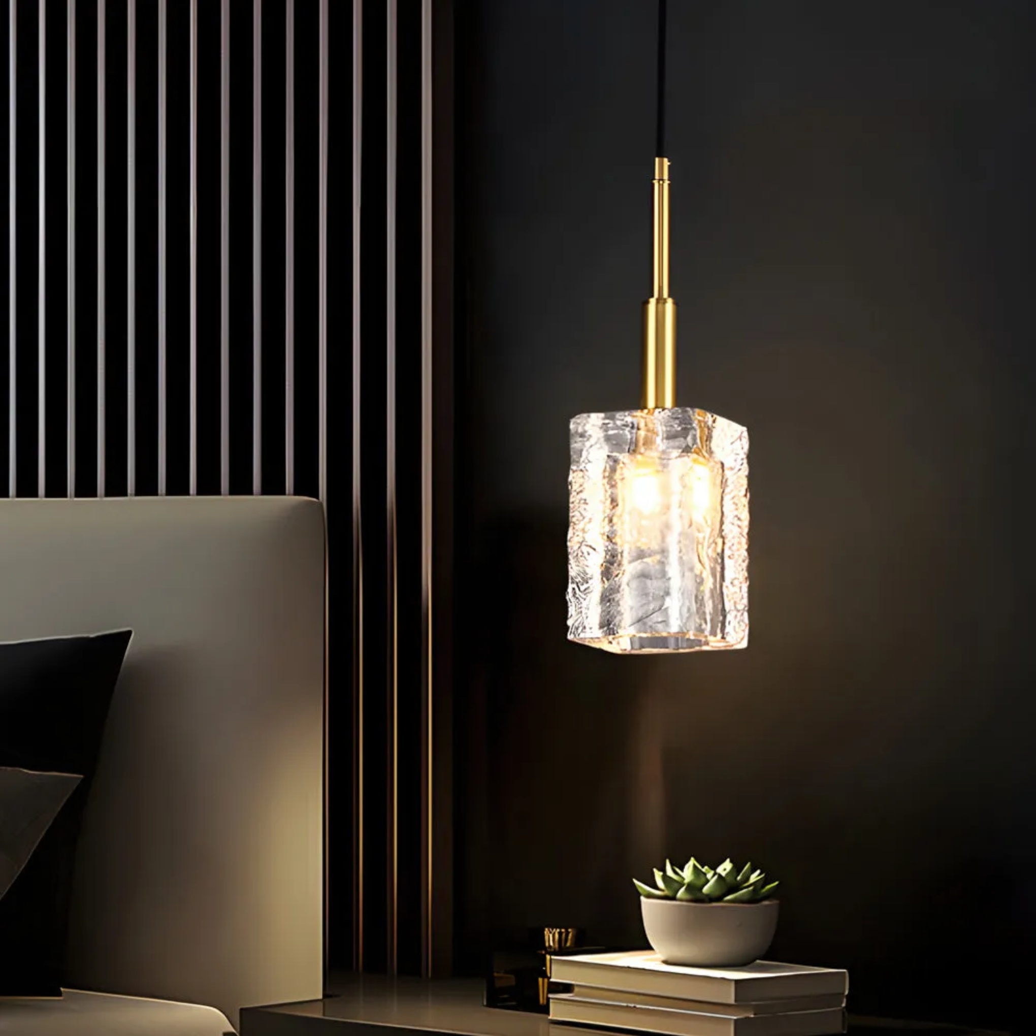 Modern cube rod gold pendant lighting