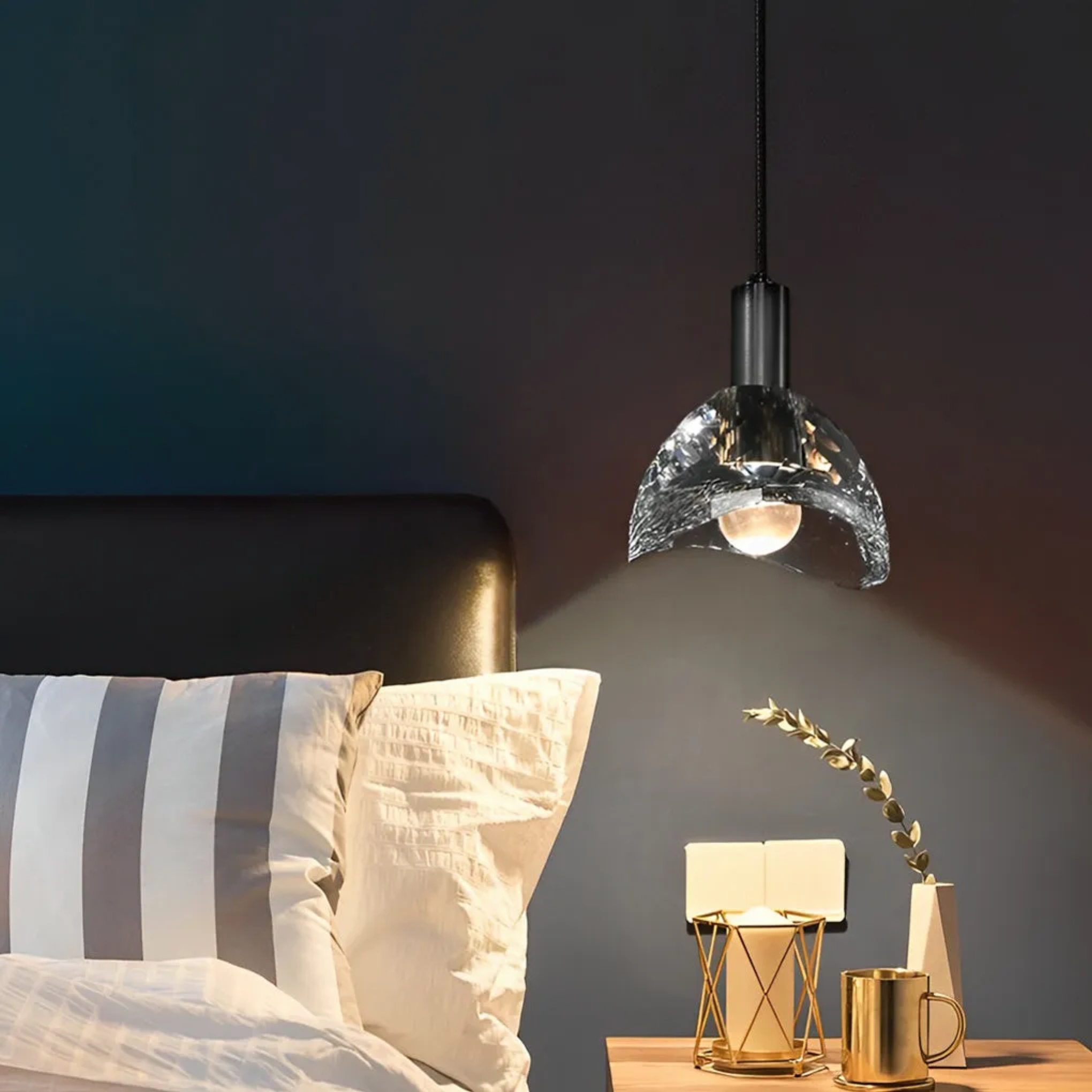 Modern shade pendant lighting in copper — Matte Black