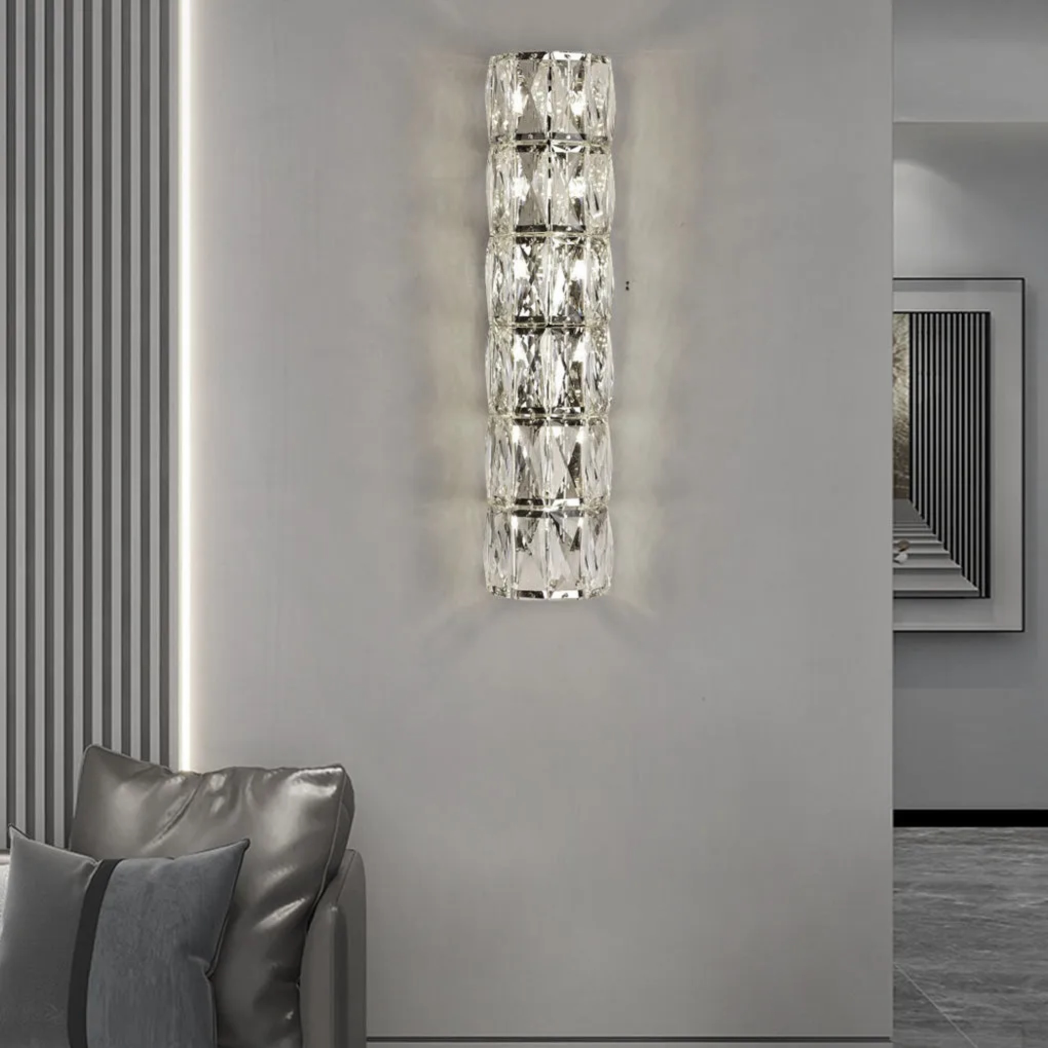 Cylindrical Crystal 3-Step Dimming LED Modern Wall Sconce