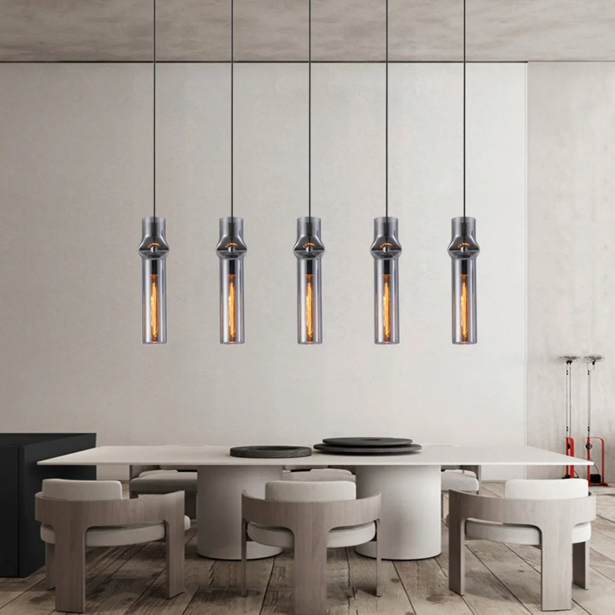 Modern cylindrical pendant lighting in iron — Smoke